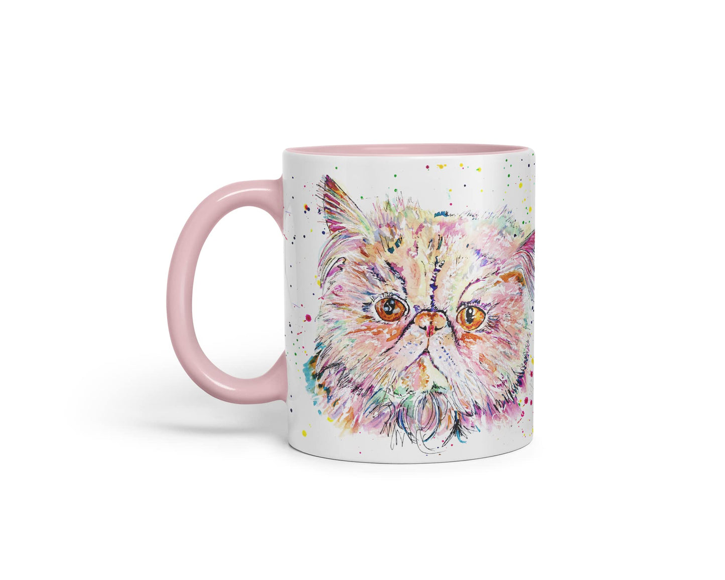 Vixar Persian Cat Kitten Pet Animals Watercolour Art Coloured Mug Cup Gift Birthday Work Office Tea Coffee