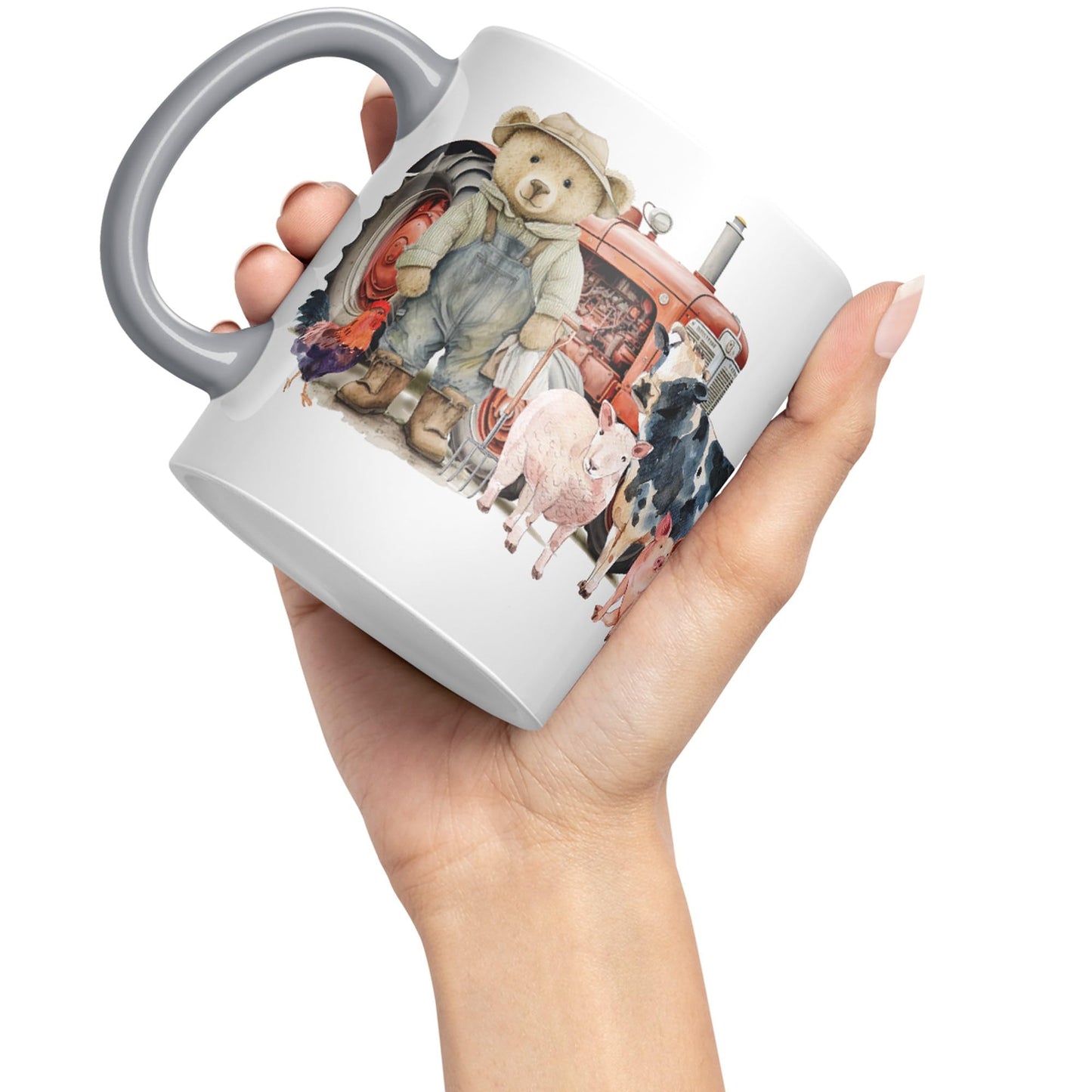 Vixar Teddy Bear Farmer Farm Tractor Ceramic Mug Coloured Mug Cup Gift Birthday Work Office Tea Coffee