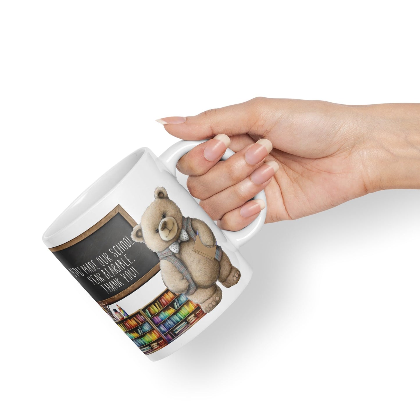 Vixar Teddy Bear Mr Teacher Gift Men Ceramic Mug Coloured Mug Cup Gift end of School Tea Coffee