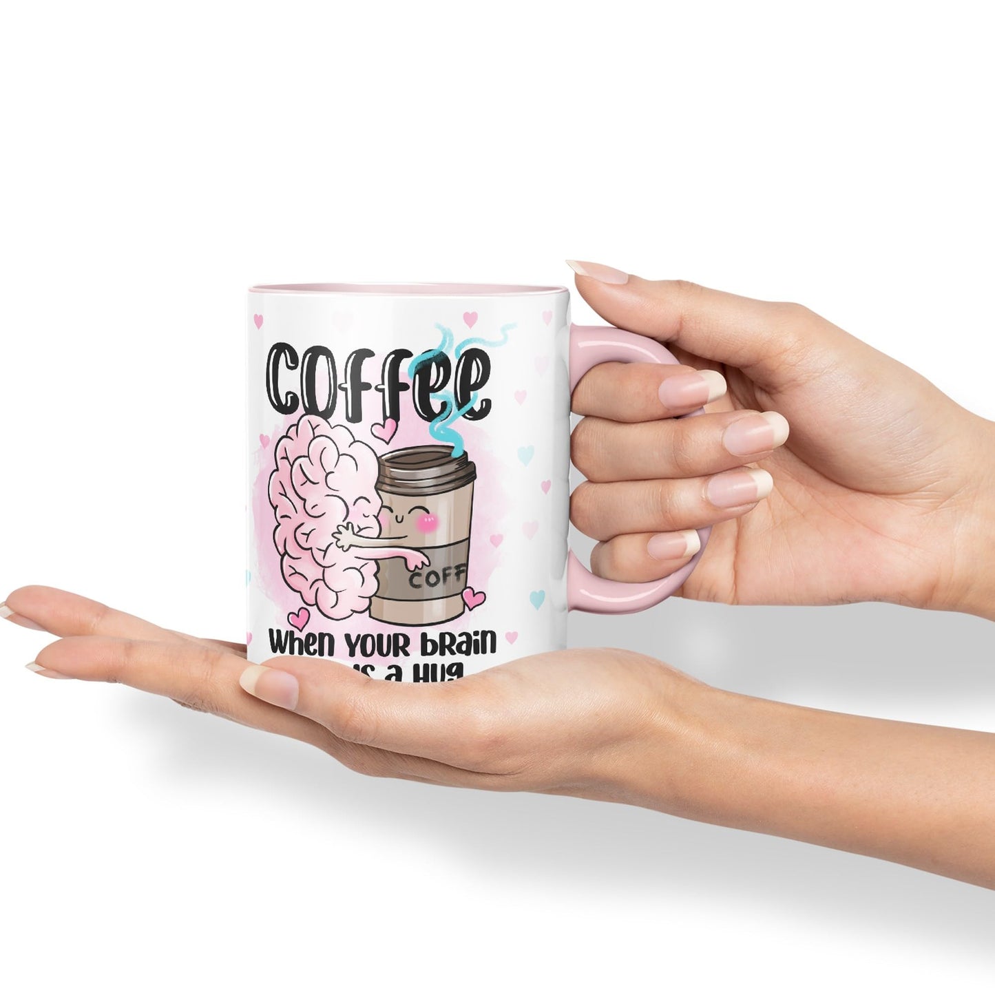Vixar Coffee When You Brain Needs a Hug Ceramic Coloured Mug Cup Gift Tea Coffee Christmas Office Home Joke Sarcastic
