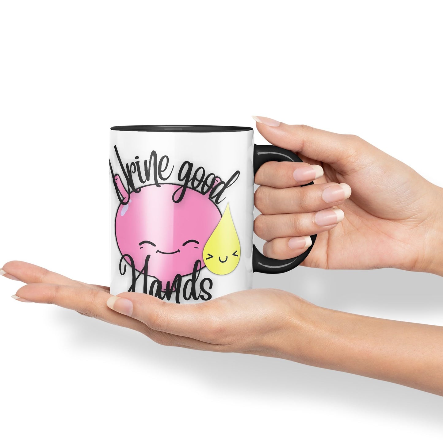 Vixar Anatomy Pun Humor Urine Good Hands Coloured Ceramic 330 ml Mug Cup Gift Birthday Work Office Tea Coffee