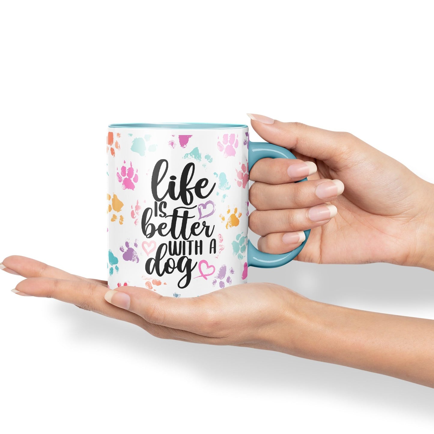 Vixar Life is Better with a Dog Coloured Ceramic Mug Cup Gift 330ml 11oz Work Office Tea Coffee