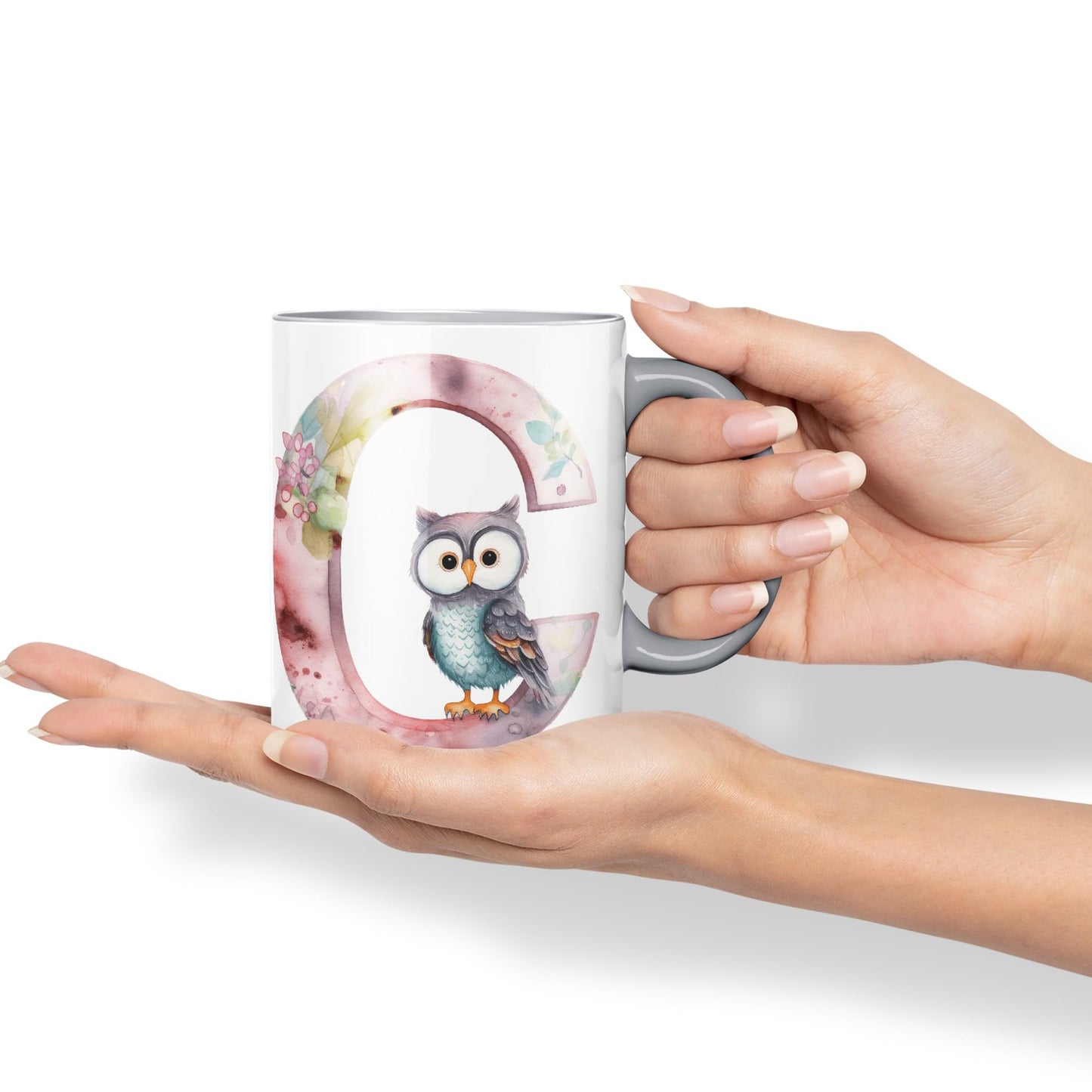 Letter C mug, Animals Alphabet Letter C Monogram animal for kids Ceramic Coloured Mug Cup for Tea Coffee Hot brew 330ml 11Oz Gift