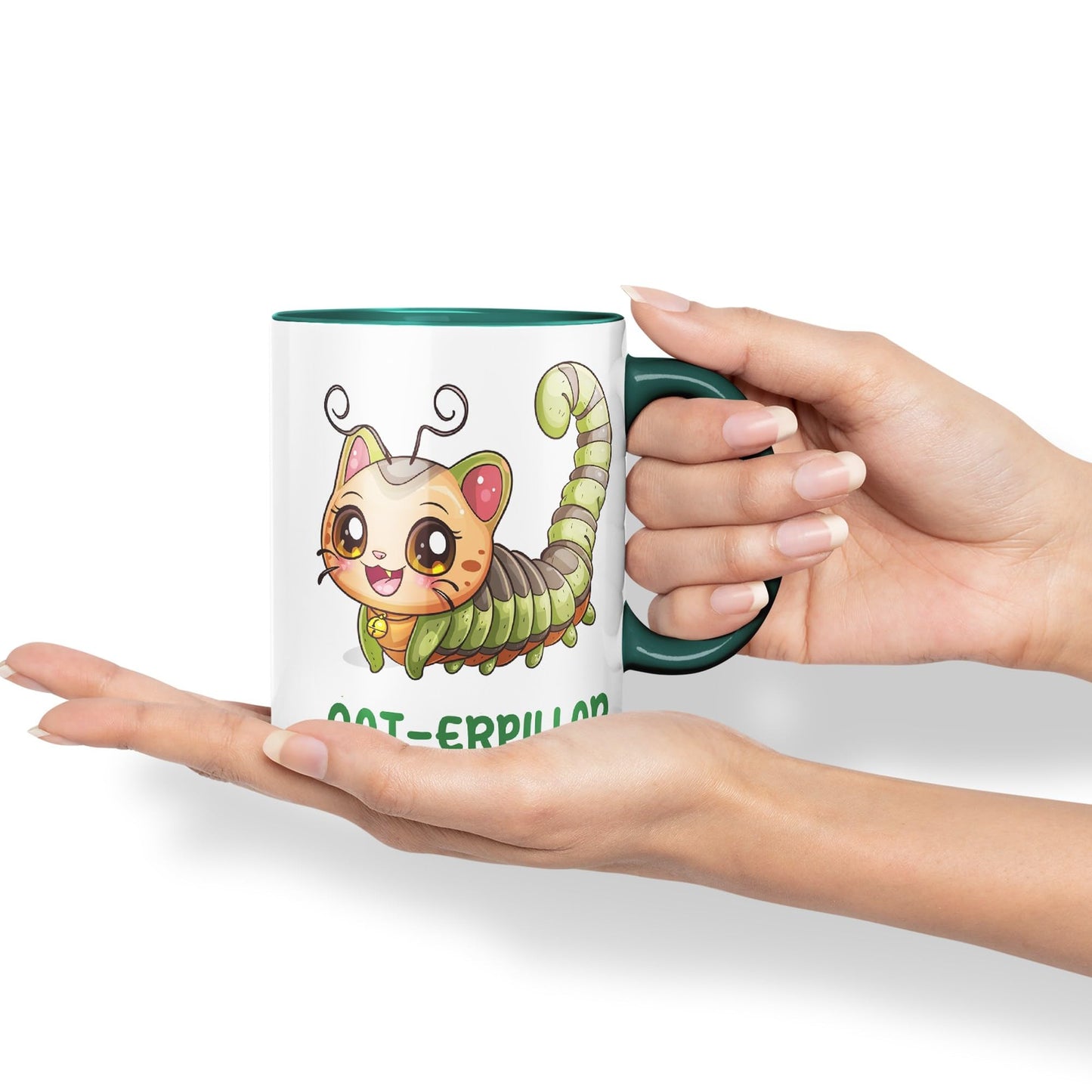Cat-erpillar cat Kitten Joke sarkasm Sarcastic Ceramic Coloured Mug Cup for Tea Coffee Hot Brew 330ml 11Oz Gift