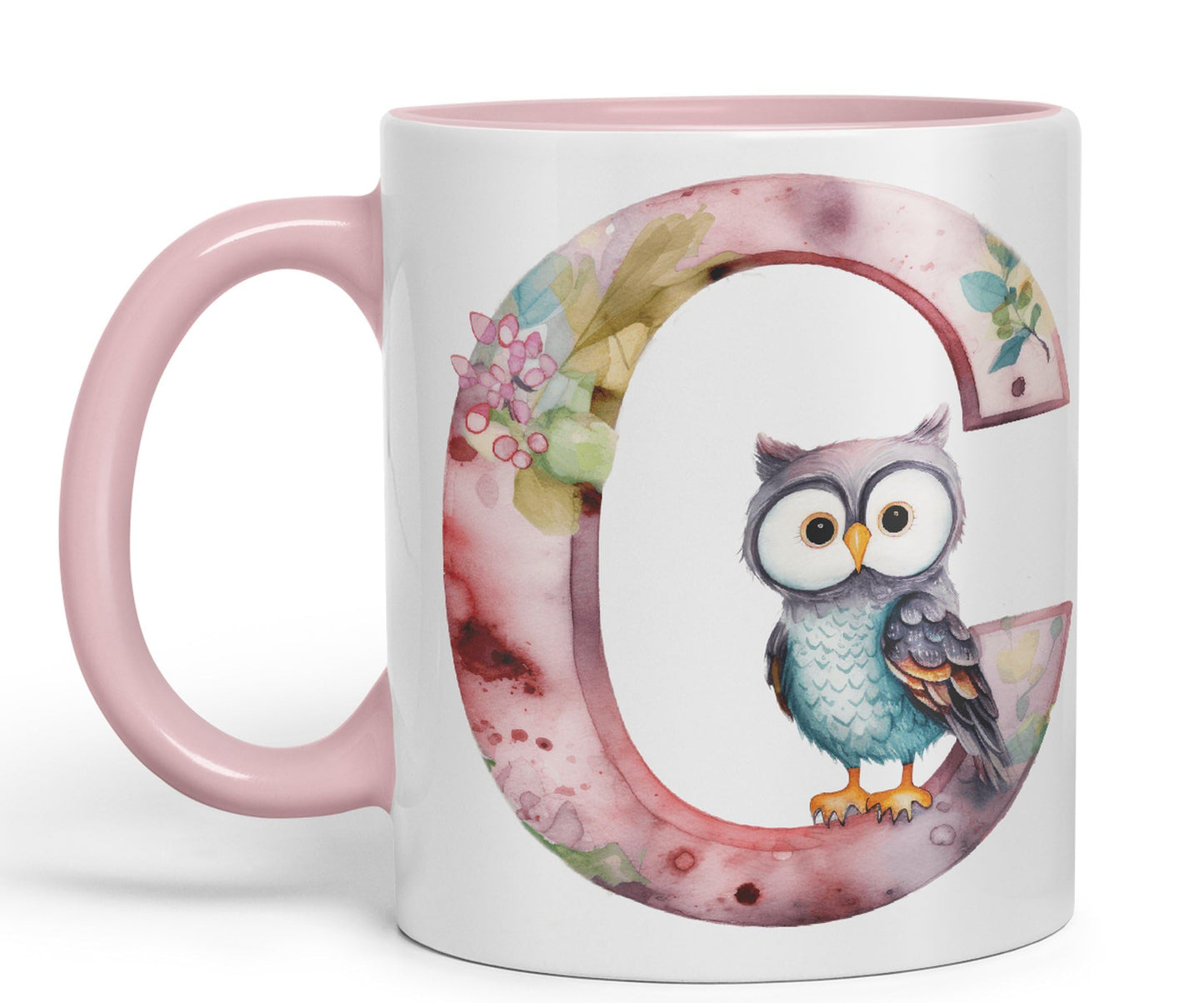Letter C mug, Animals Alphabet Letter C Monogram animal for kids Ceramic Coloured Mug Cup for Tea Coffee Hot brew 330ml 11Oz Gift