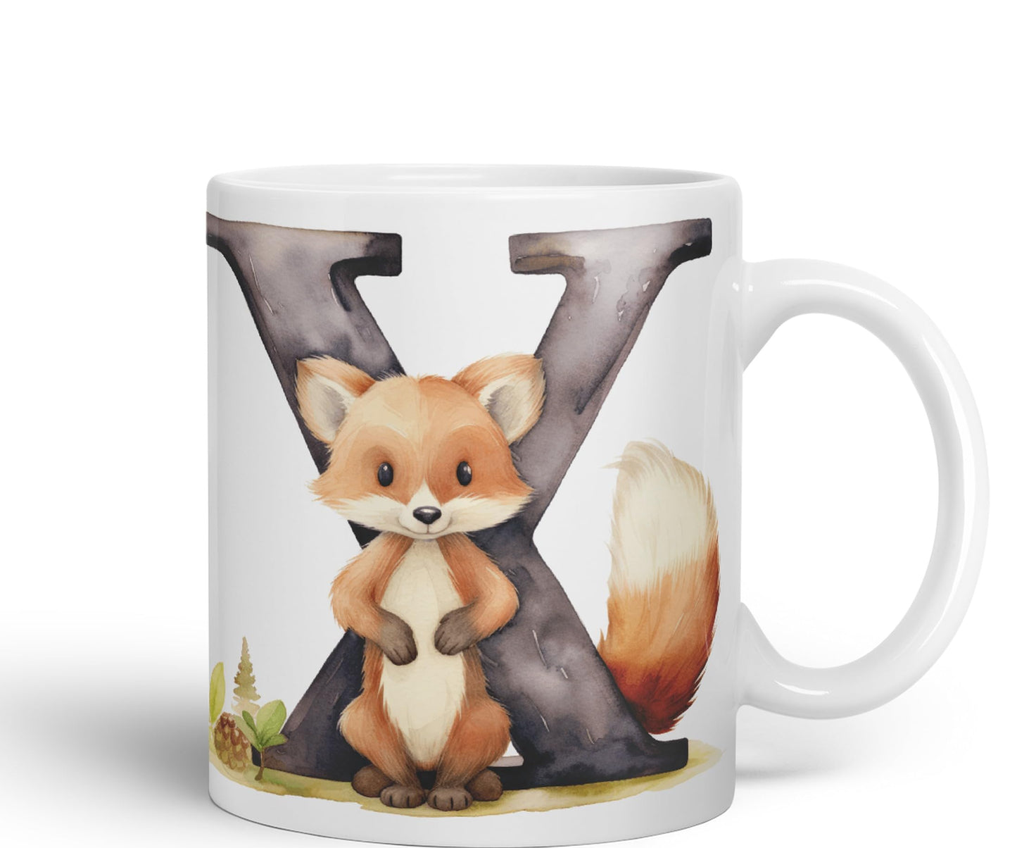 Letter X mug, Animals Alphabet Letter X Monogram animal for kids Ceramic Coloured Mug Cup for Tea Coffee Hot brew 330ml 11Oz Gift