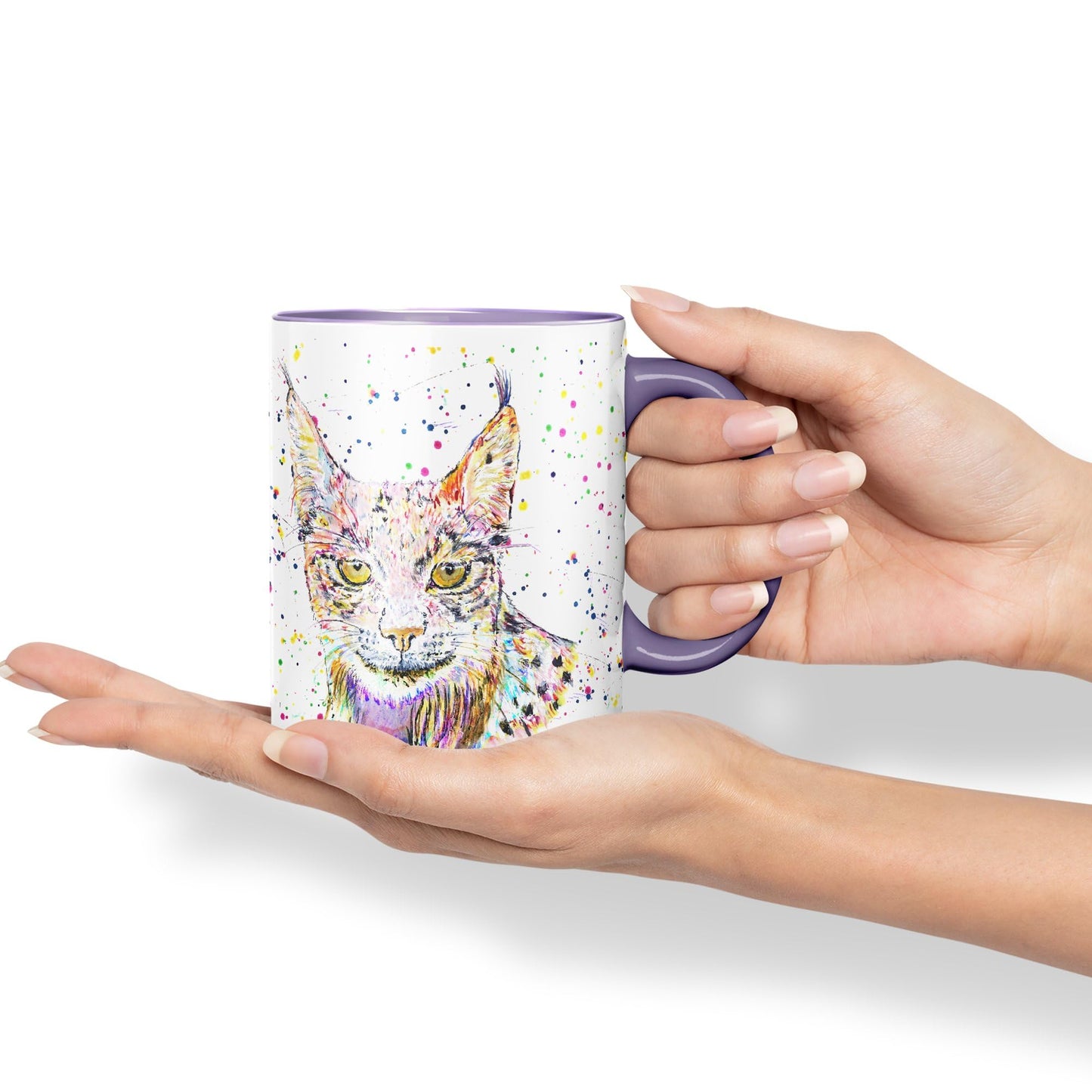 Vixar Lynx Cat Animal Watercolour Art Coloured 330 ml Mug Cup Gift Birthday Work Office Tea Coffee