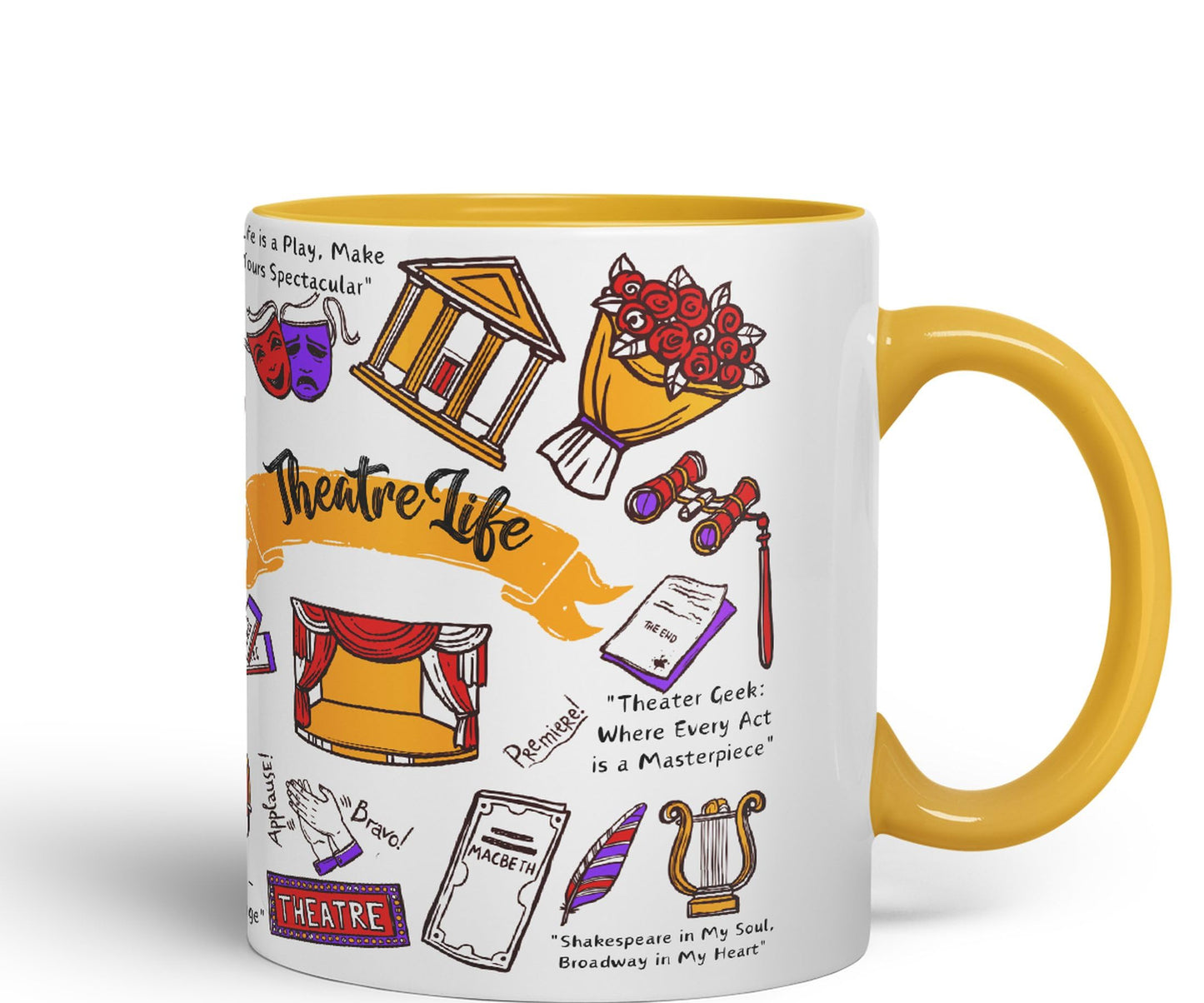 Thetre Life Theater Drama Llama Brodway Stage Joke sarkasm Sarcastic Ceramic Coloured Mug Cup for Tea Coffee Hot Brew 330ml 11Oz Gift