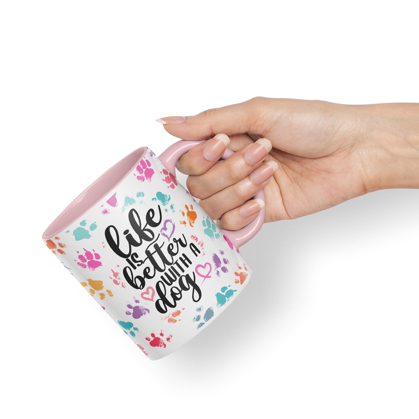 Vixar Life is Better with a Dog Coloured Ceramic Mug Cup Gift 330ml 11oz Work Office Tea Coffee