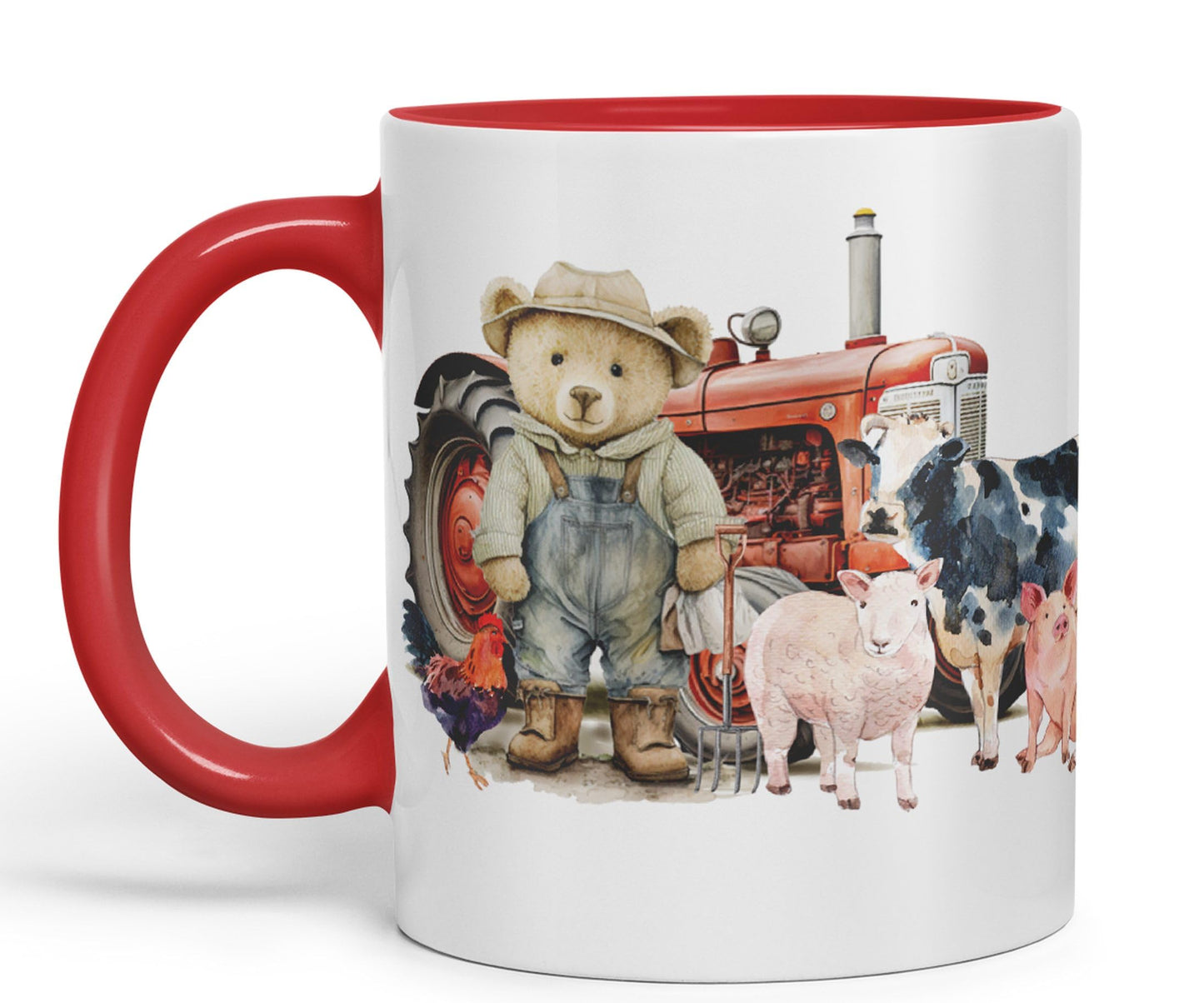 Vixar Teddy Bear Farmer Farm Tractor Ceramic Mug Coloured Mug Cup Gift Birthday Work Office Tea Coffee