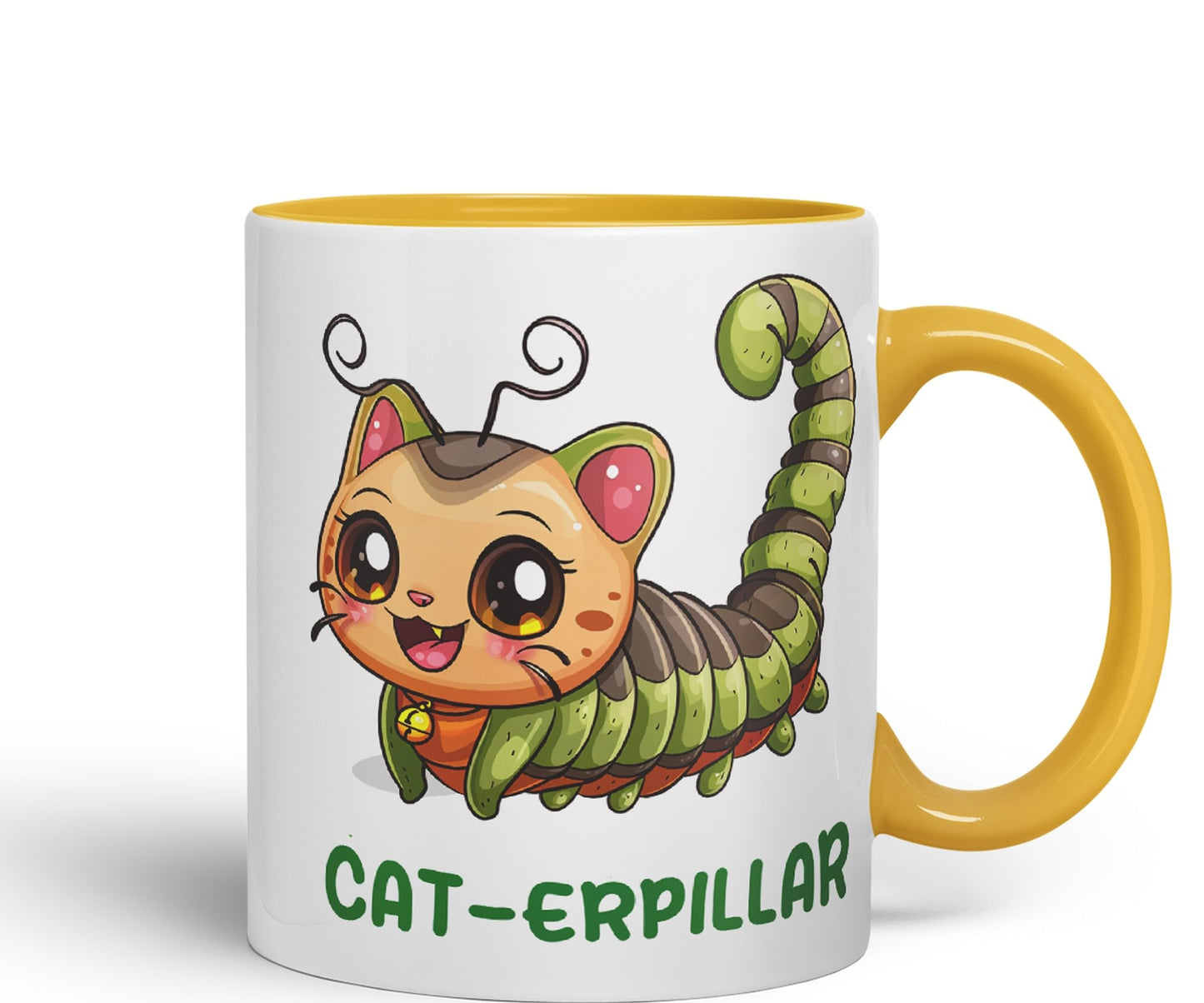 Cat-erpillar cat Kitten Joke sarkasm Sarcastic Ceramic Coloured Mug Cup for Tea Coffee Hot Brew 330ml 11Oz Gift