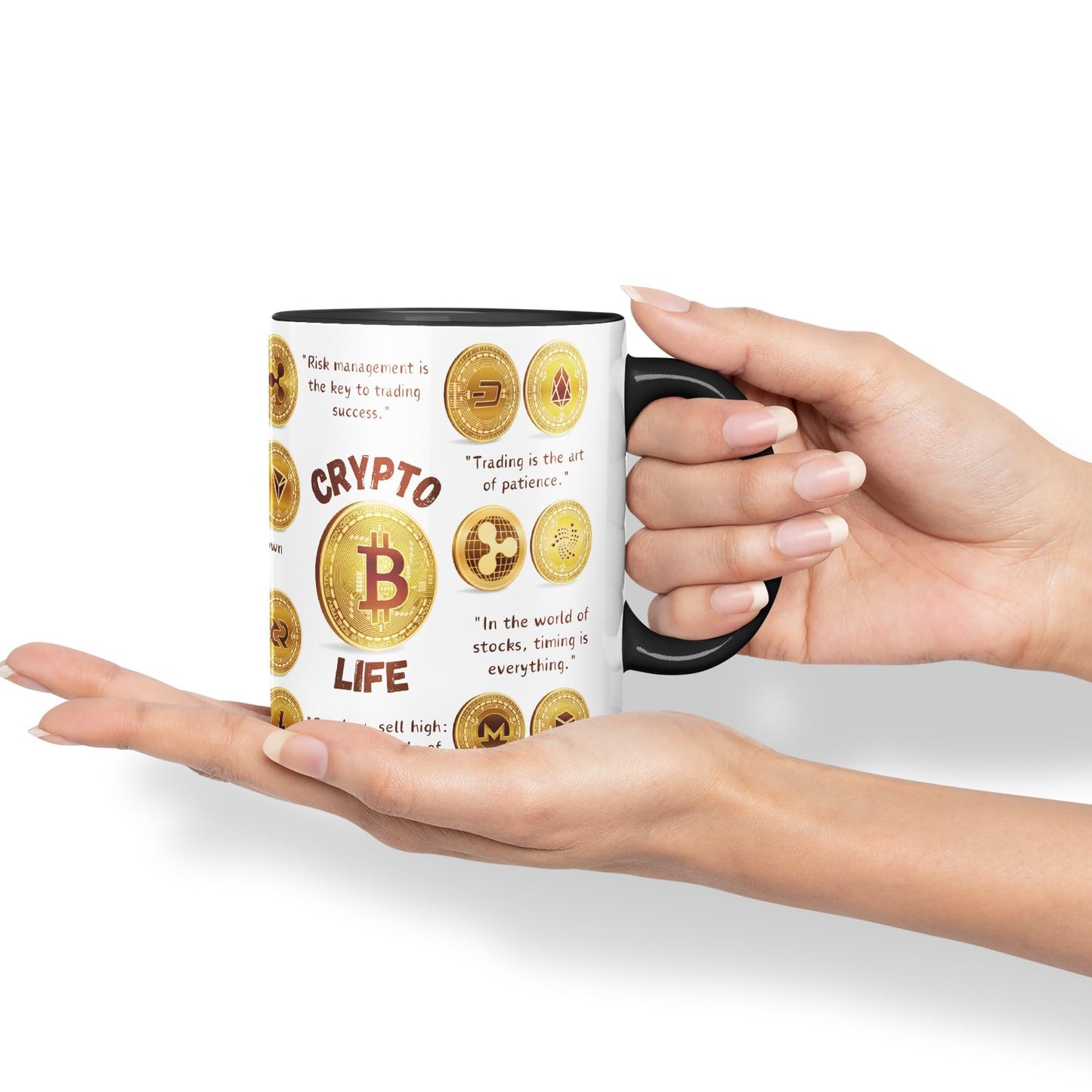 Crypto Life Crypto Currency Trading Ceramic Coloured Mug Cup for Tea Coffee Hot brew 330ml 11Oz Gift