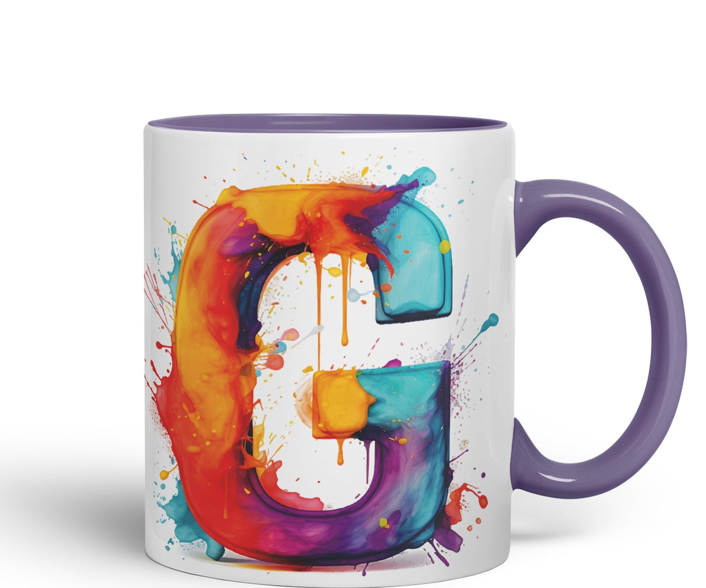 Letter G mug, Alphabet Letter G Monogram watercolour Ceramic Coloured Mug Cup for Tea Coffee Hot brew 330ml 11Oz Gift