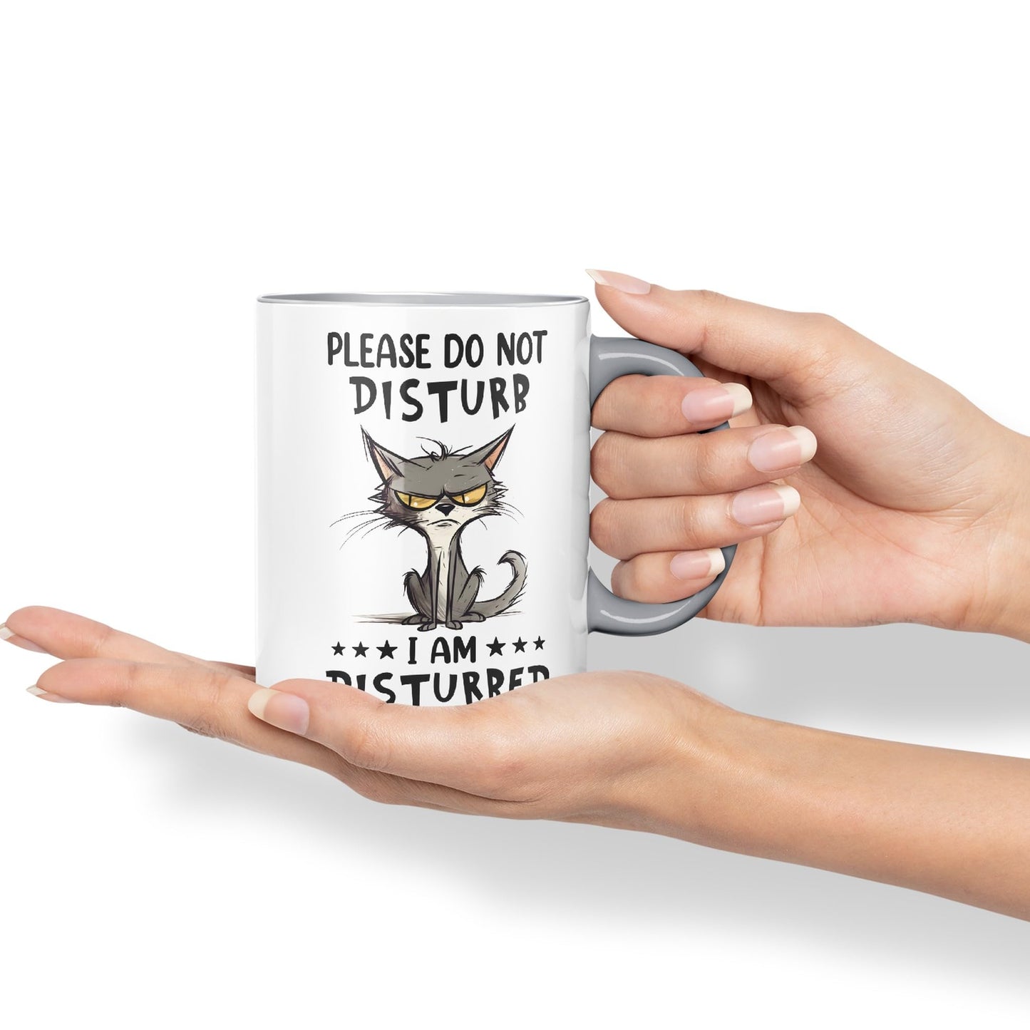 Please Do Not Disturb, I am Disturbed Enough Already Cat Joke Ceramic Coloured Mug Cup for Tea Coffee Hot Brew 330ml 11Oz