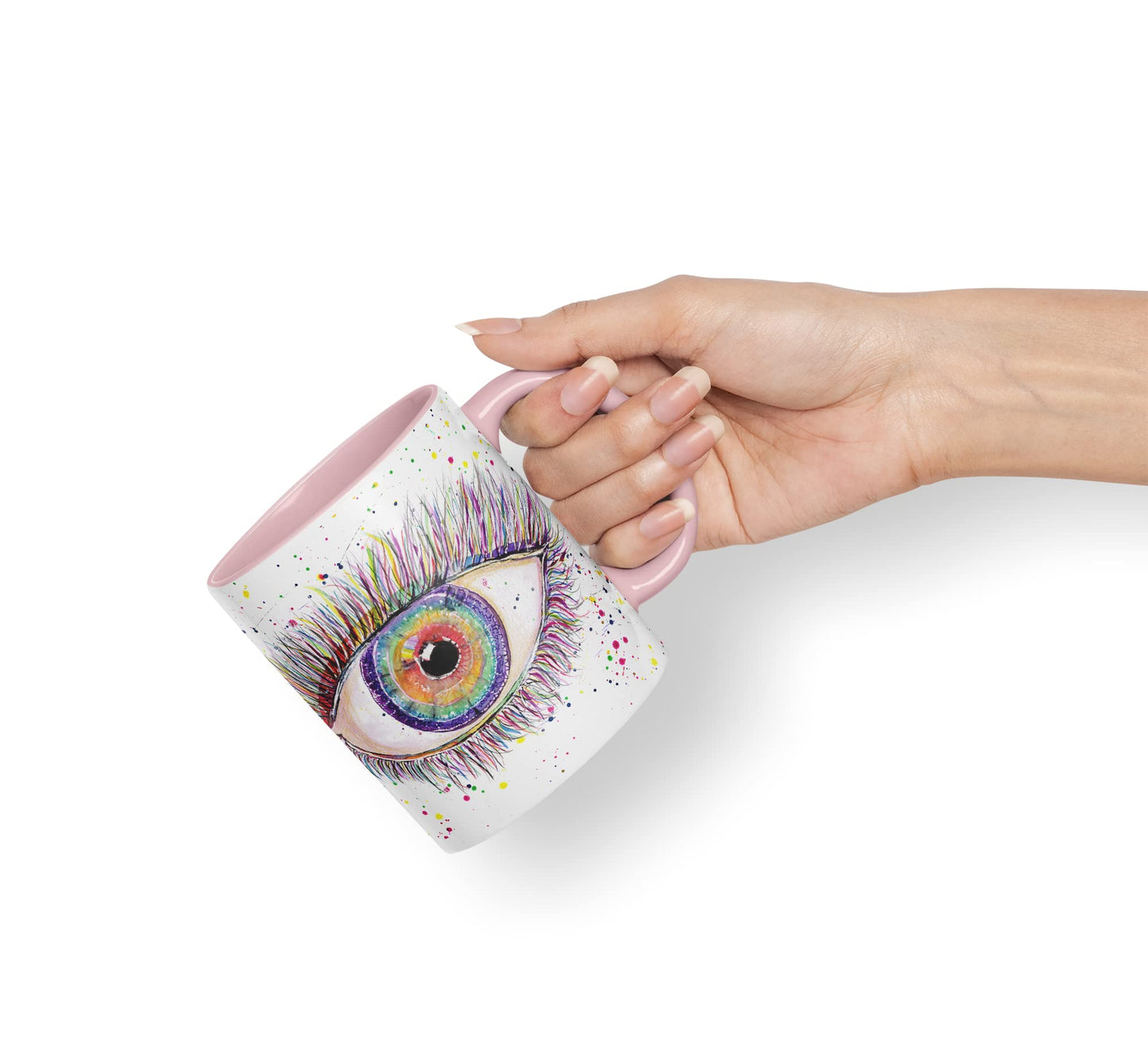 Vixar Eye Rainbow Watercolour Art Coloured Mug Cup Gift Birthday Work Office Tea Coffee