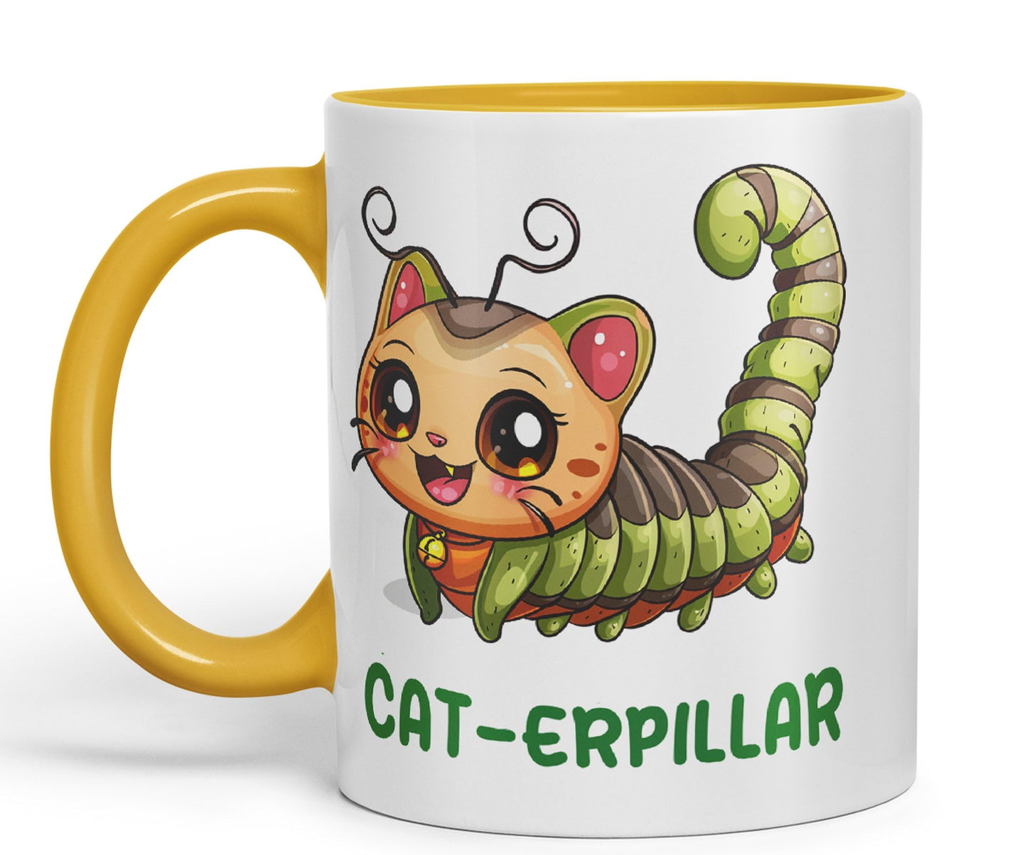 Cat-erpillar cat Kitten Joke sarkasm Sarcastic Ceramic Coloured Mug Cup for Tea Coffee Hot Brew 330ml 11Oz Gift