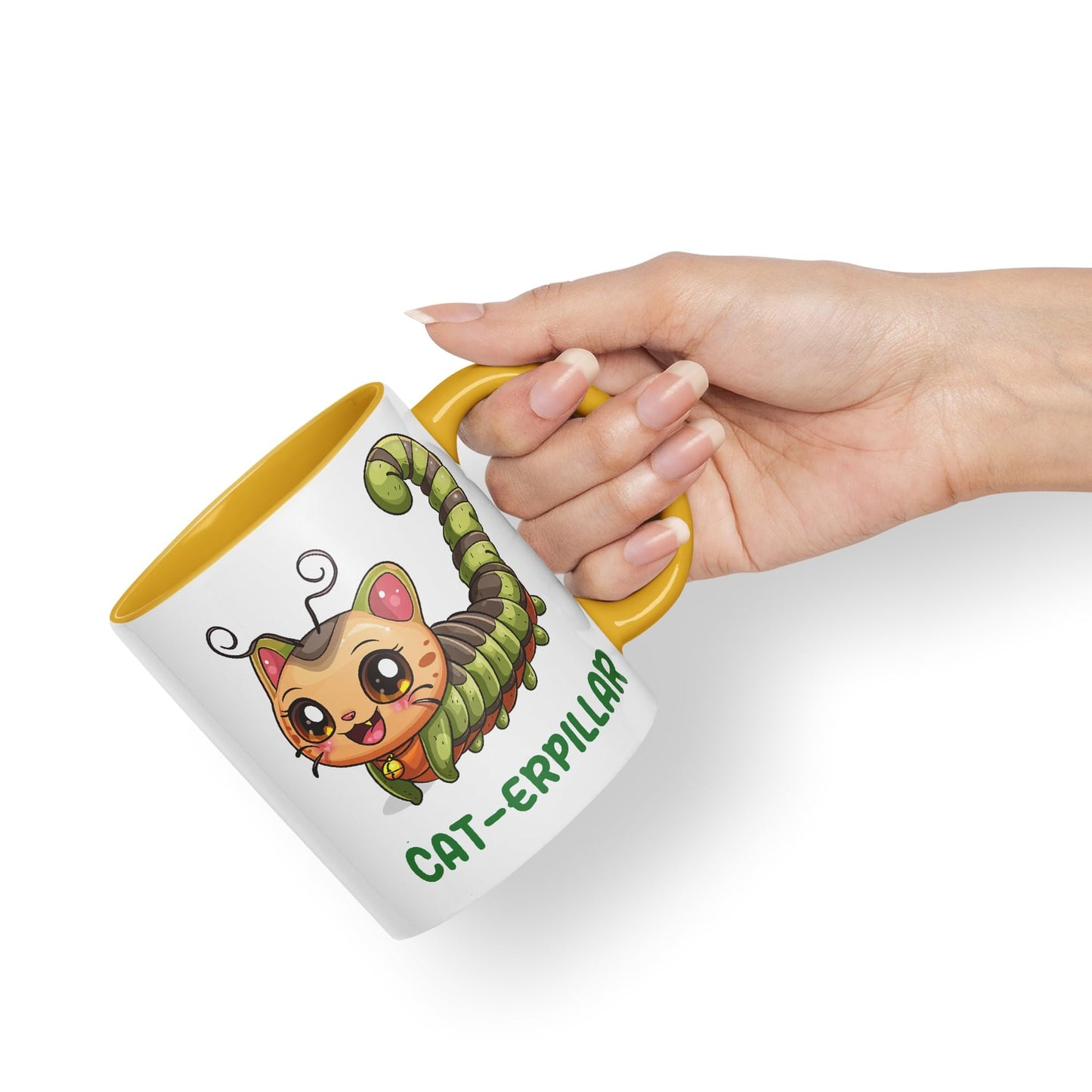 Cat-erpillar cat Kitten Joke sarkasm Sarcastic Ceramic Coloured Mug Cup for Tea Coffee Hot Brew 330ml 11Oz Gift