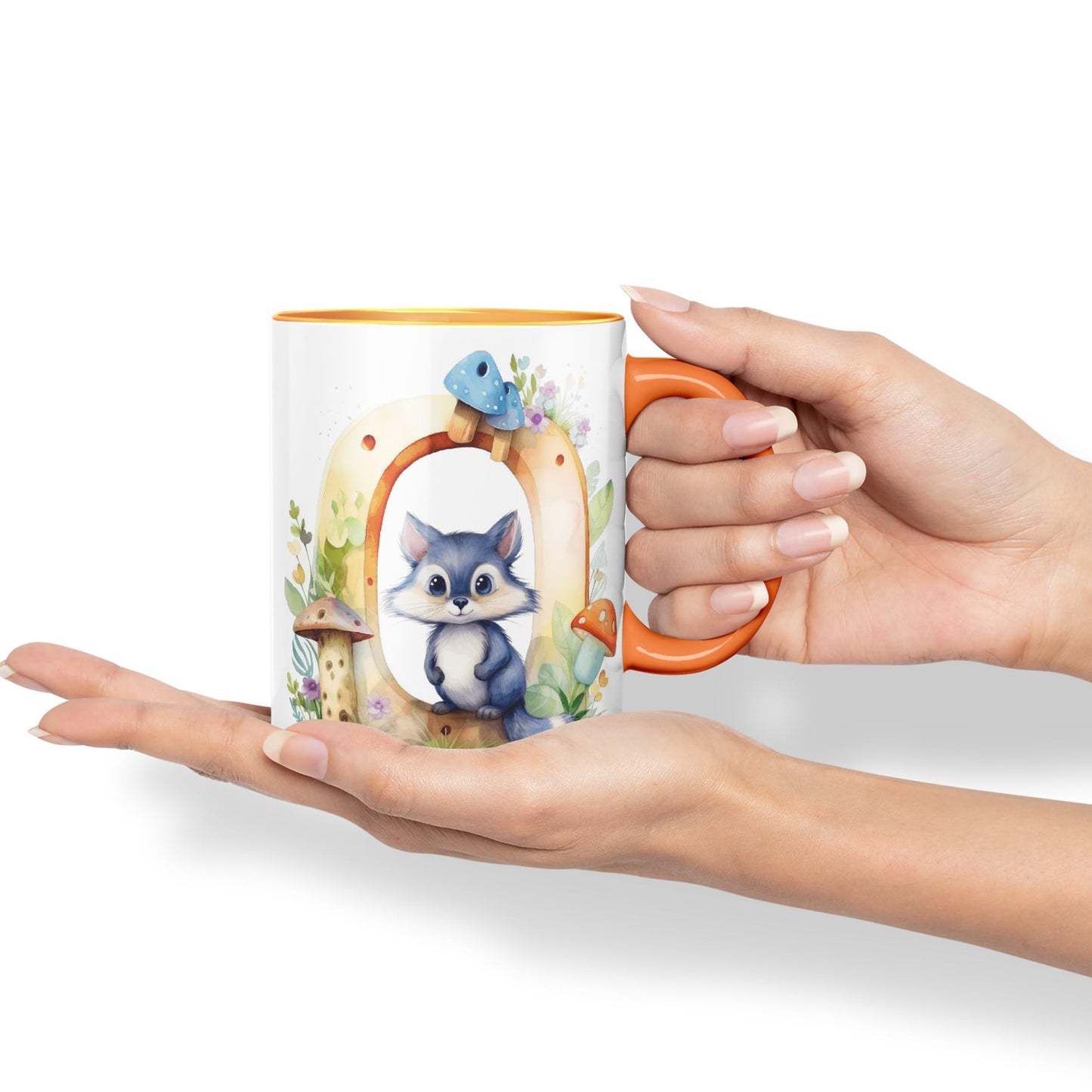 Letter O mug, Animals Alphabet Letter O Monogram animal for kids Ceramic Coloured Mug Cup for Tea Coffee Hot brew 330ml 11Oz Gift
