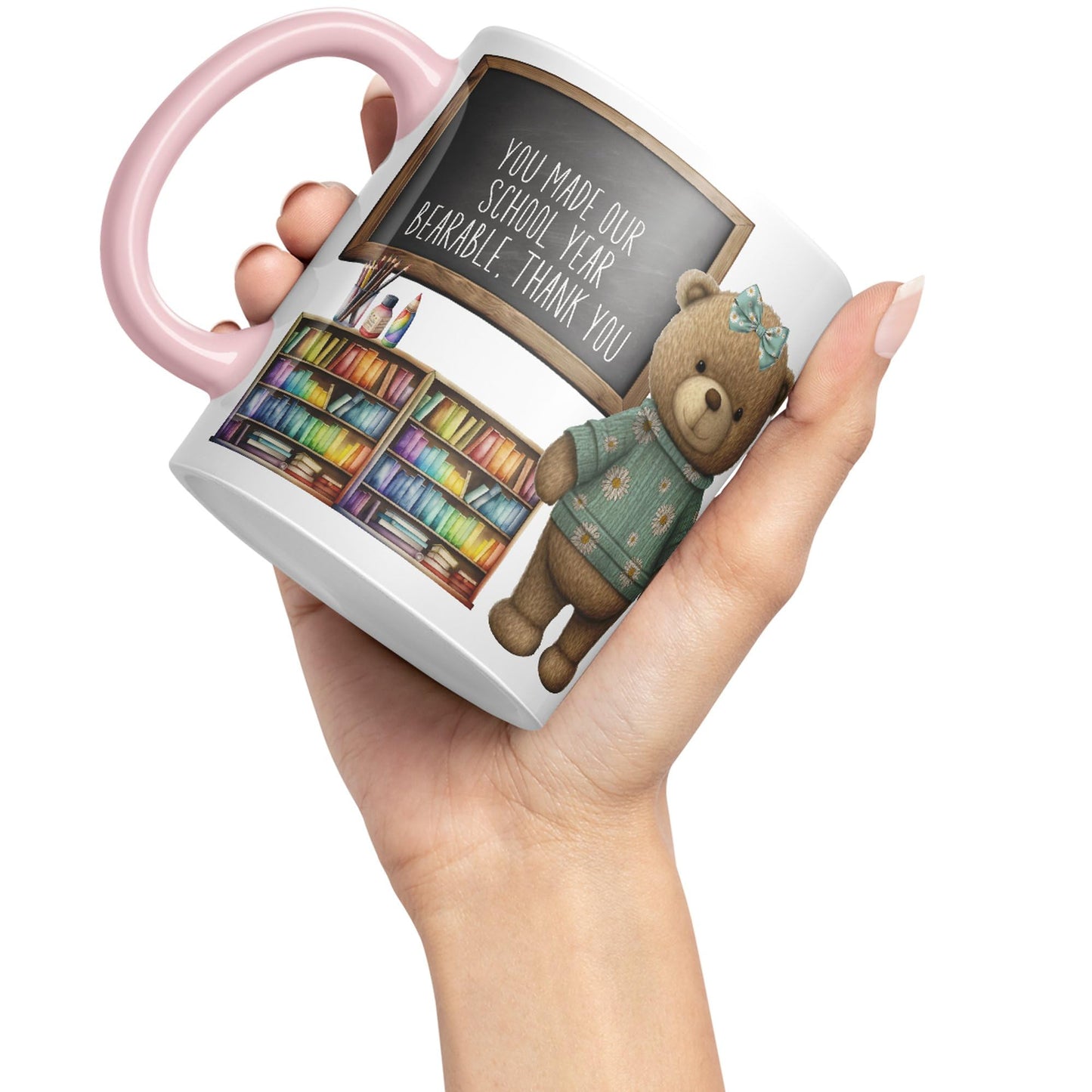 Vixar Teddy Bear Mrs Teacher Gift Women Ceramic Mug Coloured Mug Cup Gift end of School Tea Coffee