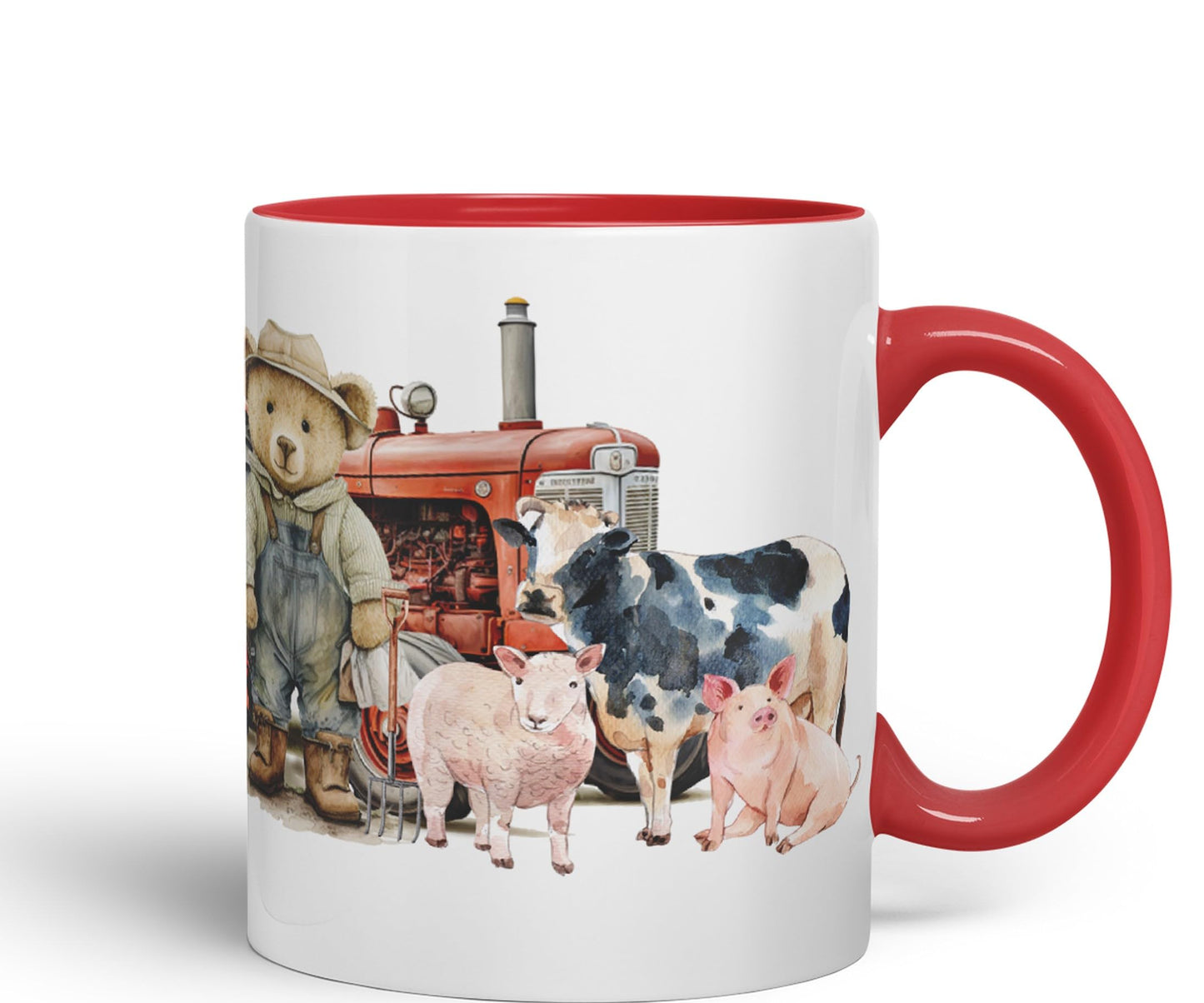 Vixar Teddy Bear Farmer Farm Tractor Ceramic Mug Coloured Mug Cup Gift Birthday Work Office Tea Coffee