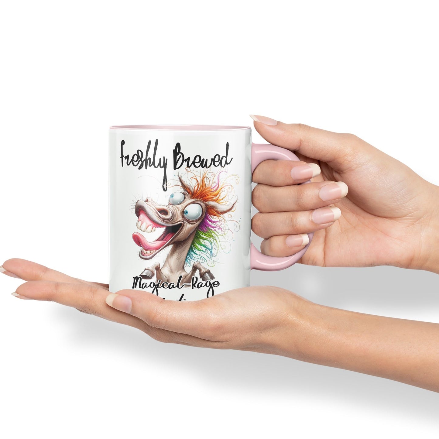 Fresh Brewed, Magical-Rage Sedalive!! Horse Joke sarkasm Sarcastic Ceramic Coloured Mug Cup for Tea Coffee Hot Brew 330ml 11Oz Gift