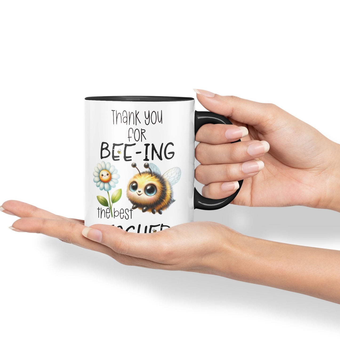Teacher Thank You for Bee-ing The best teacher Ceramic Coloured Mug Cup for Tea Coffee Hot brew 330ml 11Oz