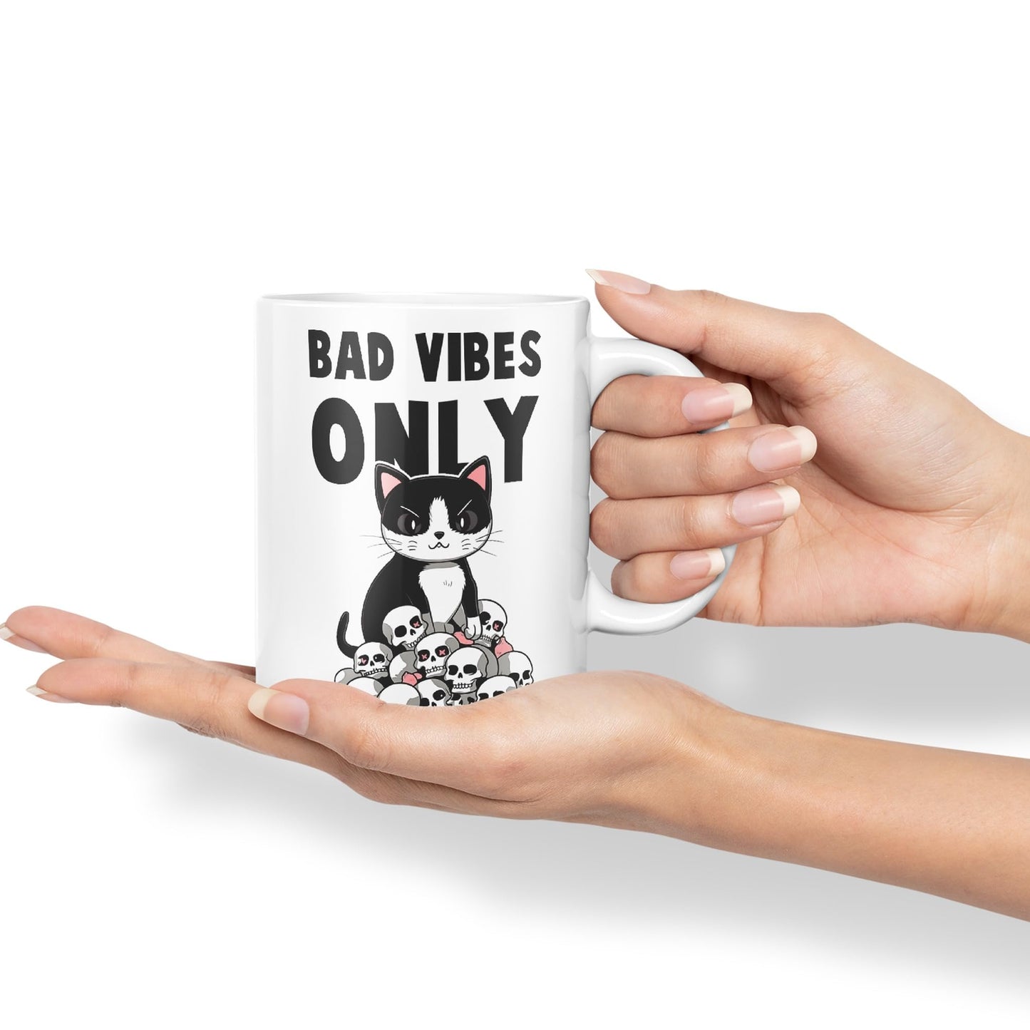 Bad Vibes Cats Sarcastic Joke Ceramic Coloured Mug Cup for Tea Coffee Hot Brew 330ml 11oz