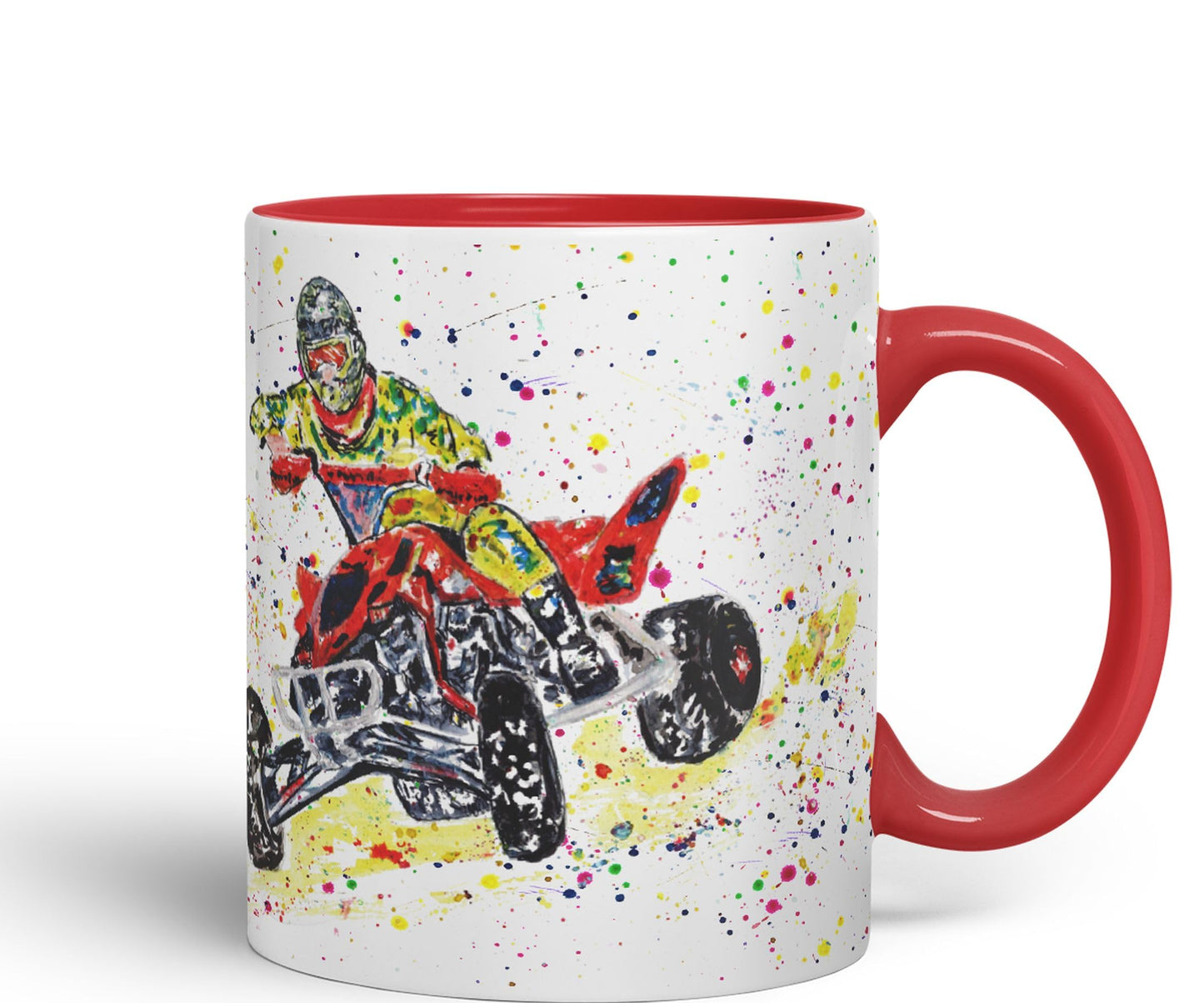 Vixar Motor Quad Bike Motocross Watercolour Art Coloured creamic 330 ml Mug Cup Gift Birthday Work Office Tea Coffee