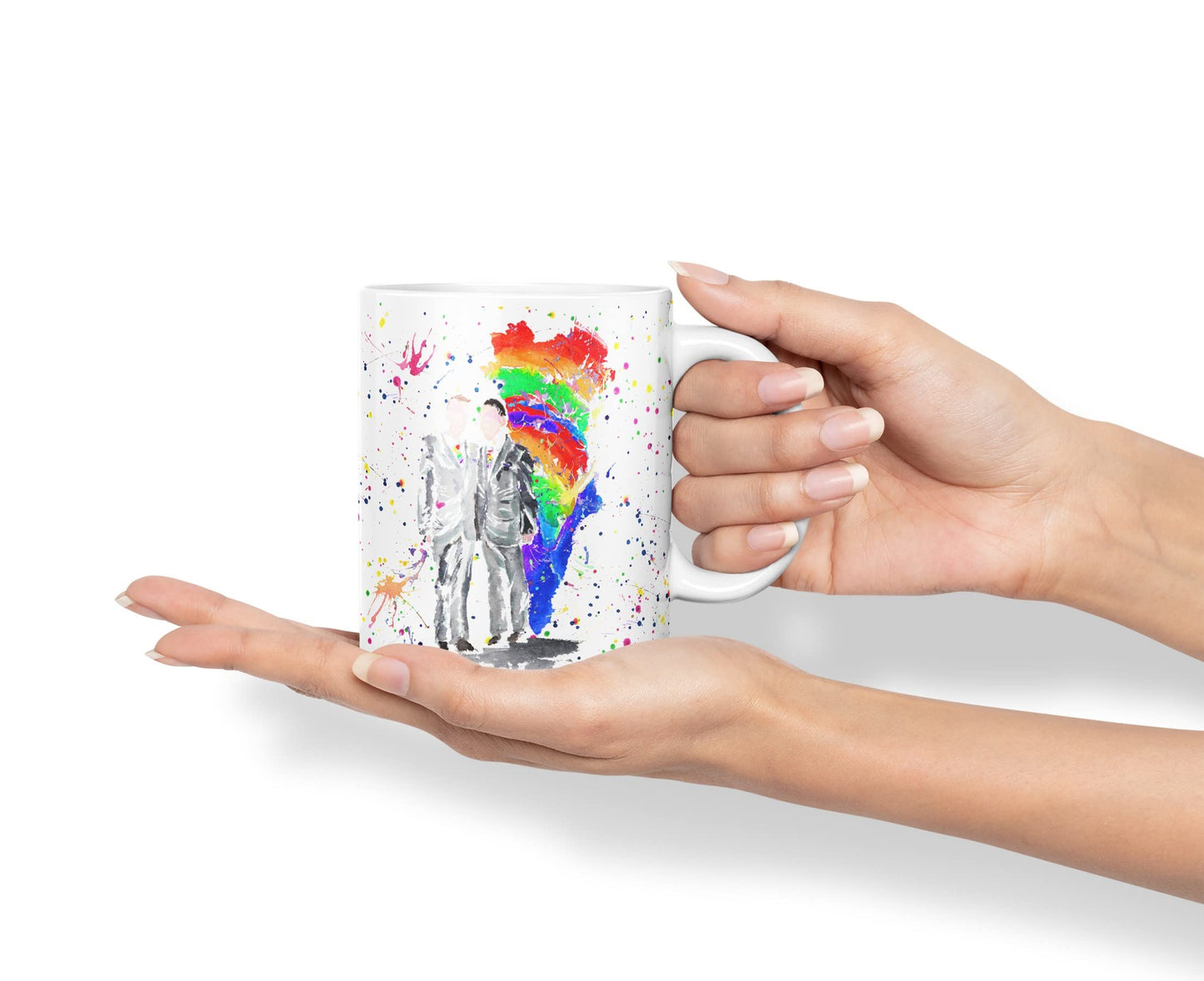 Vixar Wedding Mr and Mr Pride Gay Watercolour Art Coloured Mug Cup Gift Birthday Work Office Tea Coffee