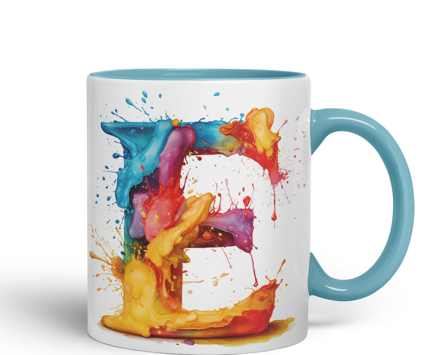 Letter E mug, Alphabet Letter E Monogram watercolour Ceramic Coloured Mug Cup for Tea Coffee Hot brew 330ml 11Oz Gift