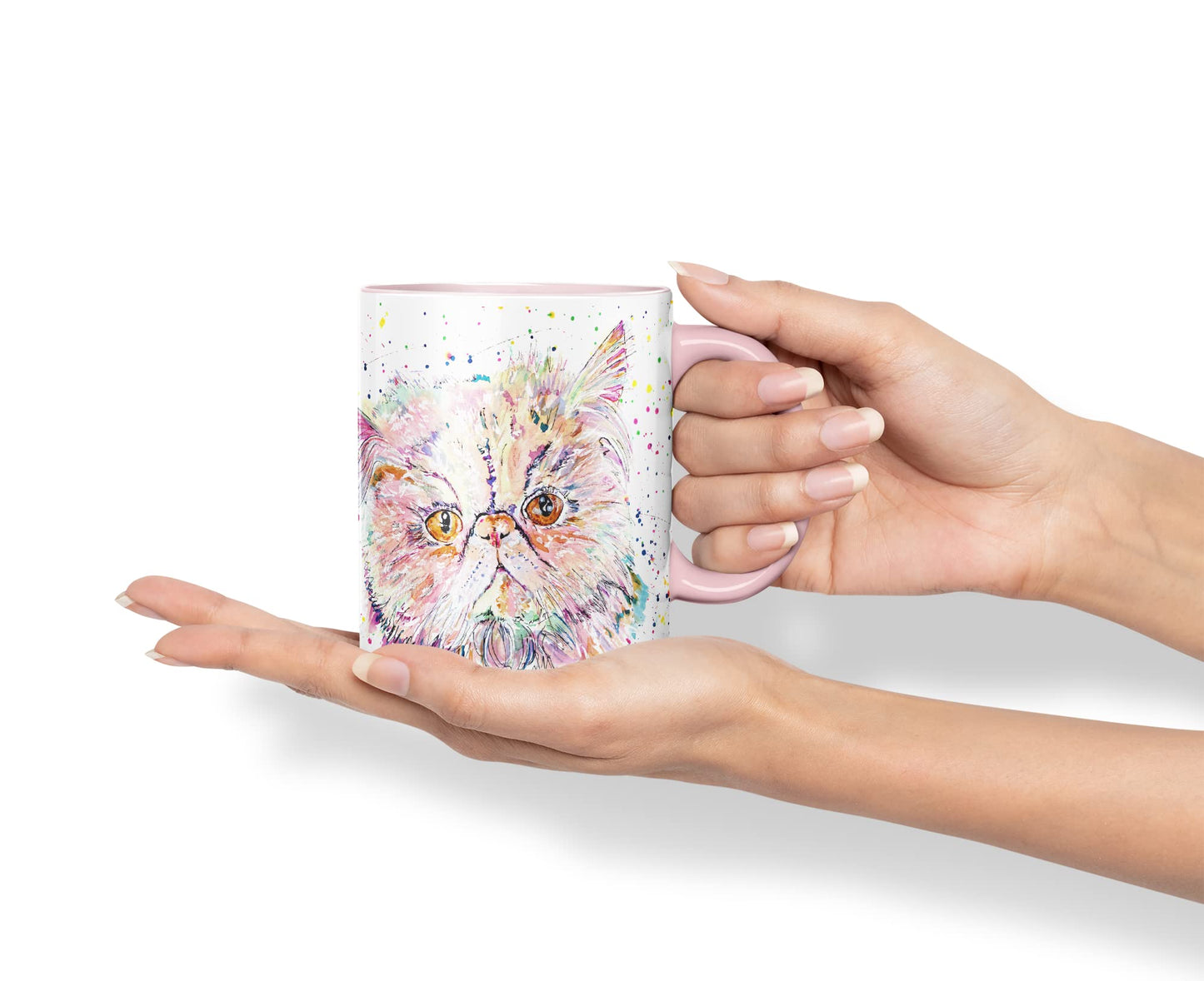 Vixar Persian Cat Kitten Pet Animals Watercolour Art Coloured Mug Cup Gift Birthday Work Office Tea Coffee