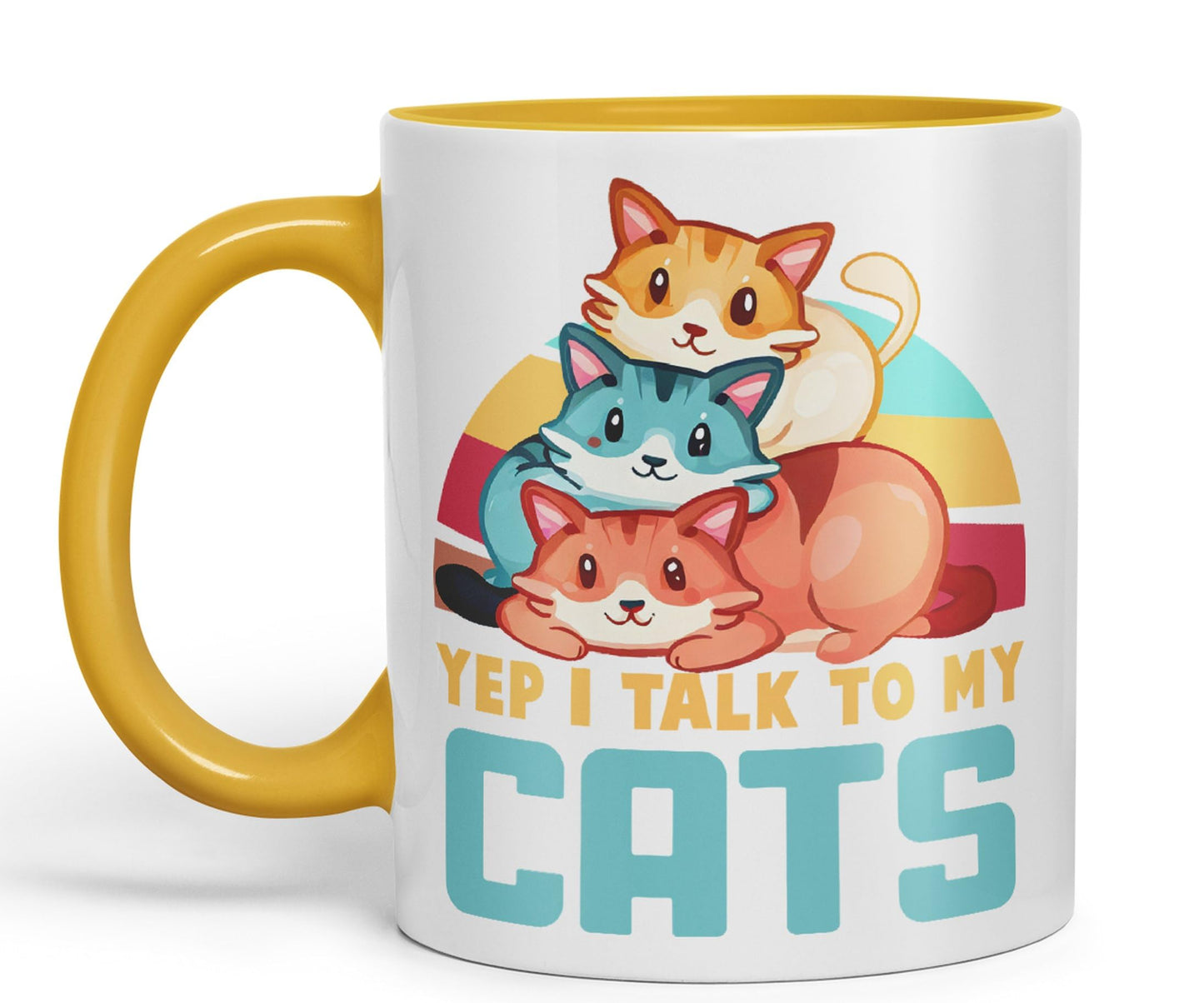 Yep I Talk to My Cats cat Sarcastic Joke Ceramic Coloured Mug Cup for Tea Coffee Hot Brew 330ml 11Oz