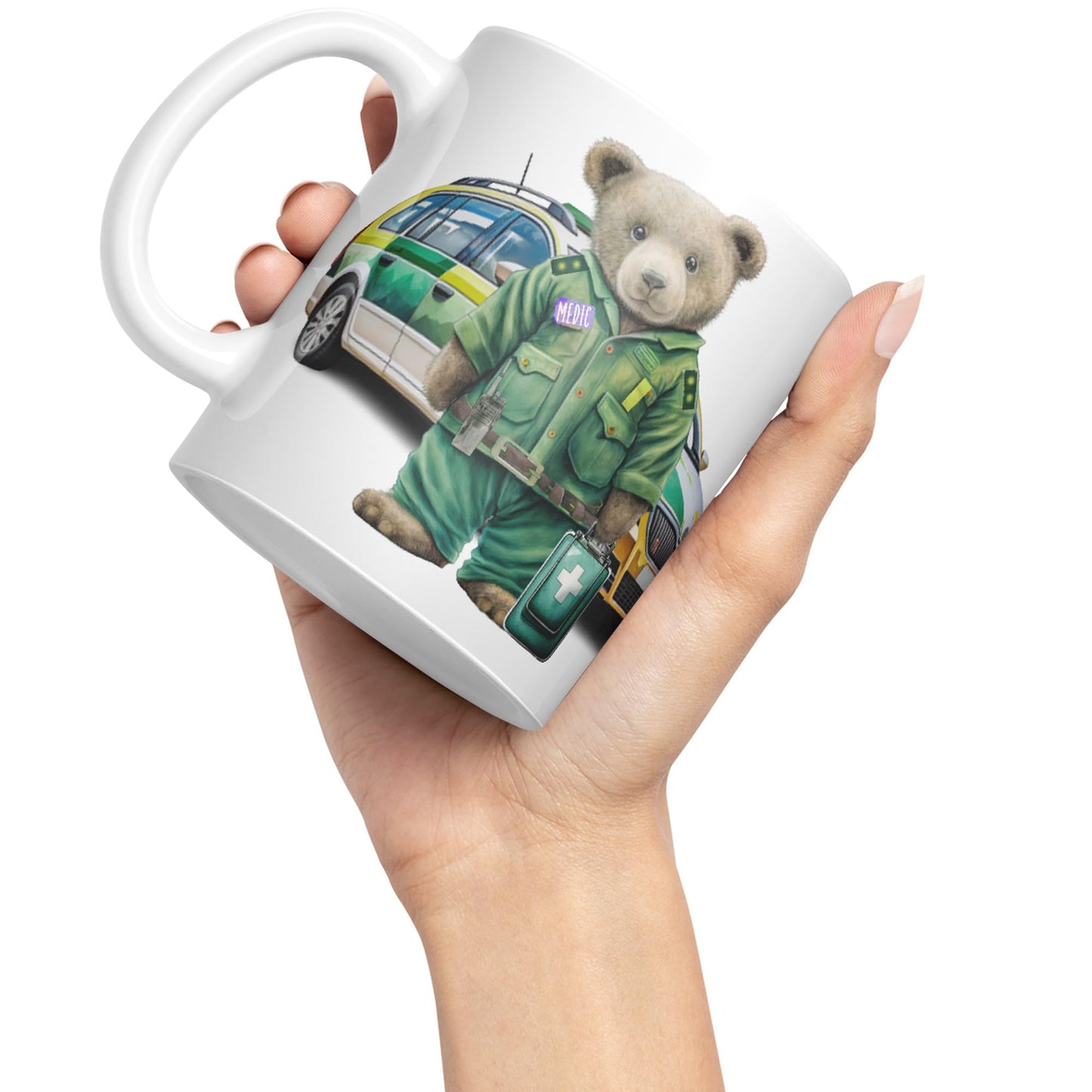 Vixar Teddy Bear Medic Themed Ceramic Mug Coloured Mug Cup Gift Birthday Work Office Tea Coffee