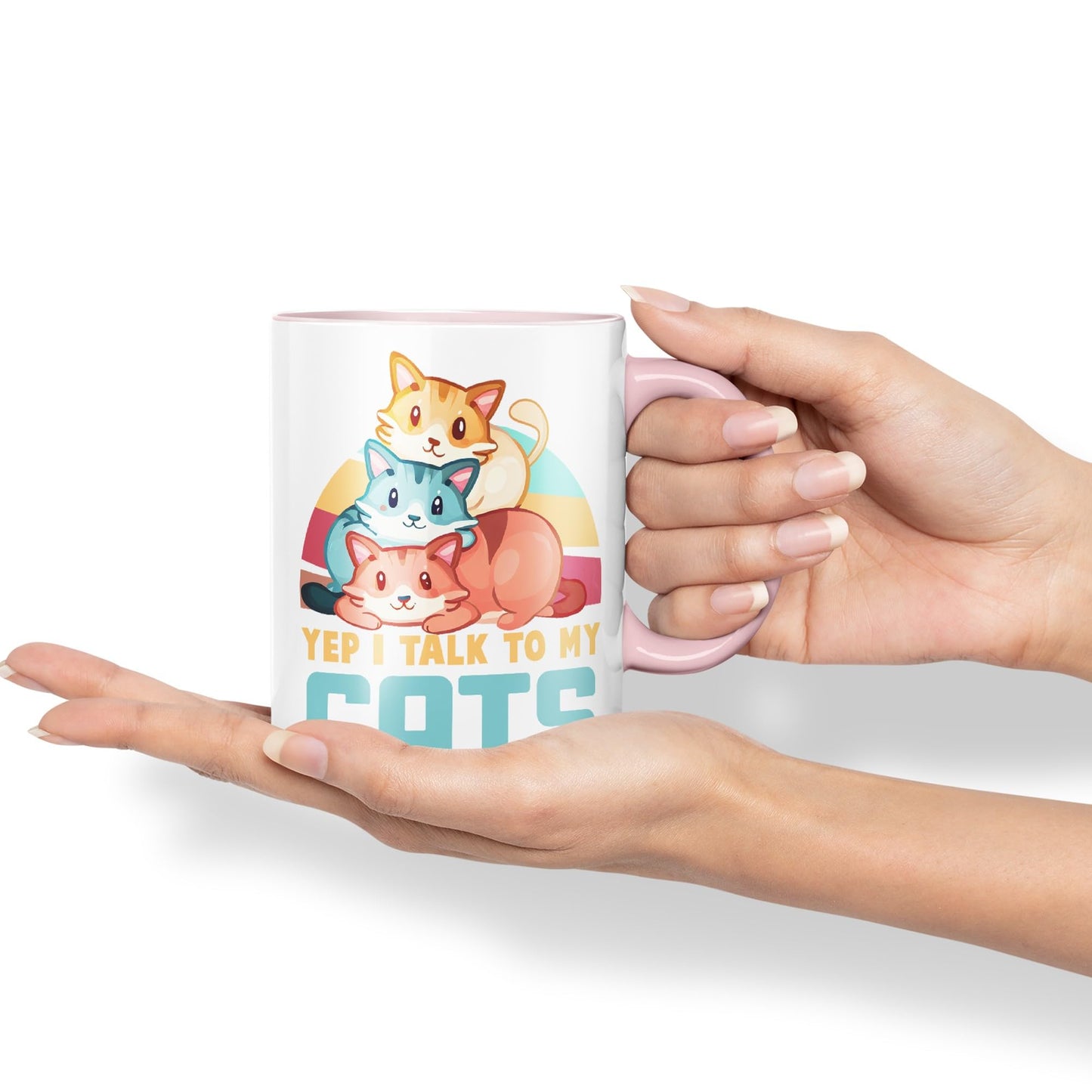 Yep I Talk to My Cats cat Sarcastic Joke Ceramic Coloured Mug Cup for Tea Coffee Hot Brew 330ml 11Oz