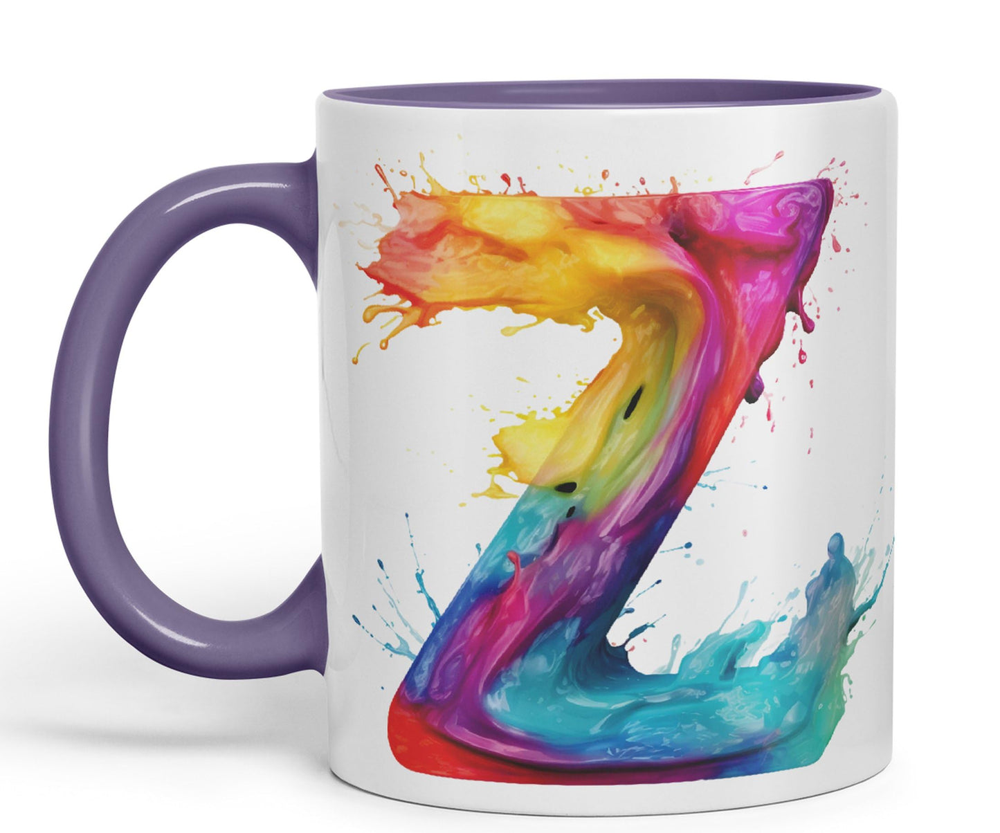 Letter Z mug, Alphabet Letter Z Monogram watercolour Ceramic Coloured Mug Cup for Tea Coffee Hot brew 330ml 11Oz Gift