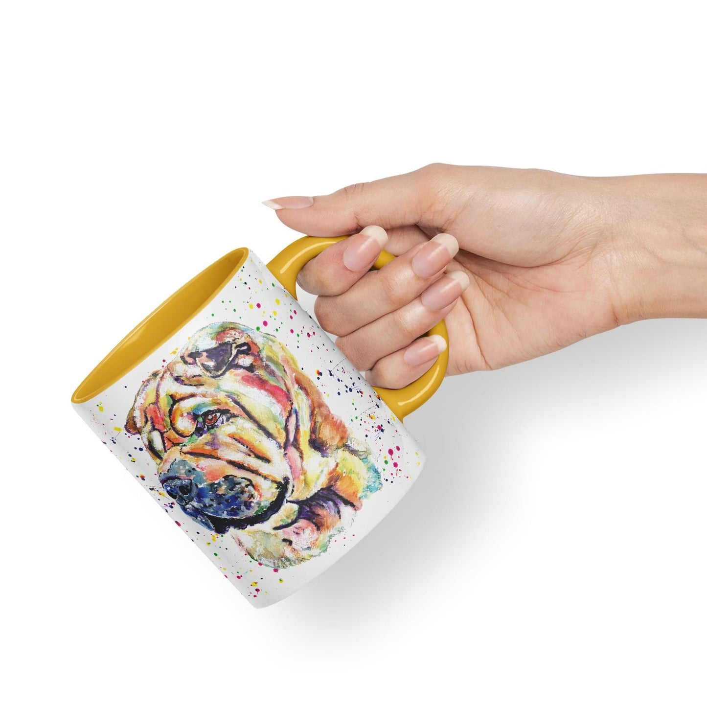 Vixar Shar Pei Wrinkly Chinese Dog Pet Animal Watercolour Art Coloured 330 ml Mug Cup Gift Birthday Work Office Tea Coffee