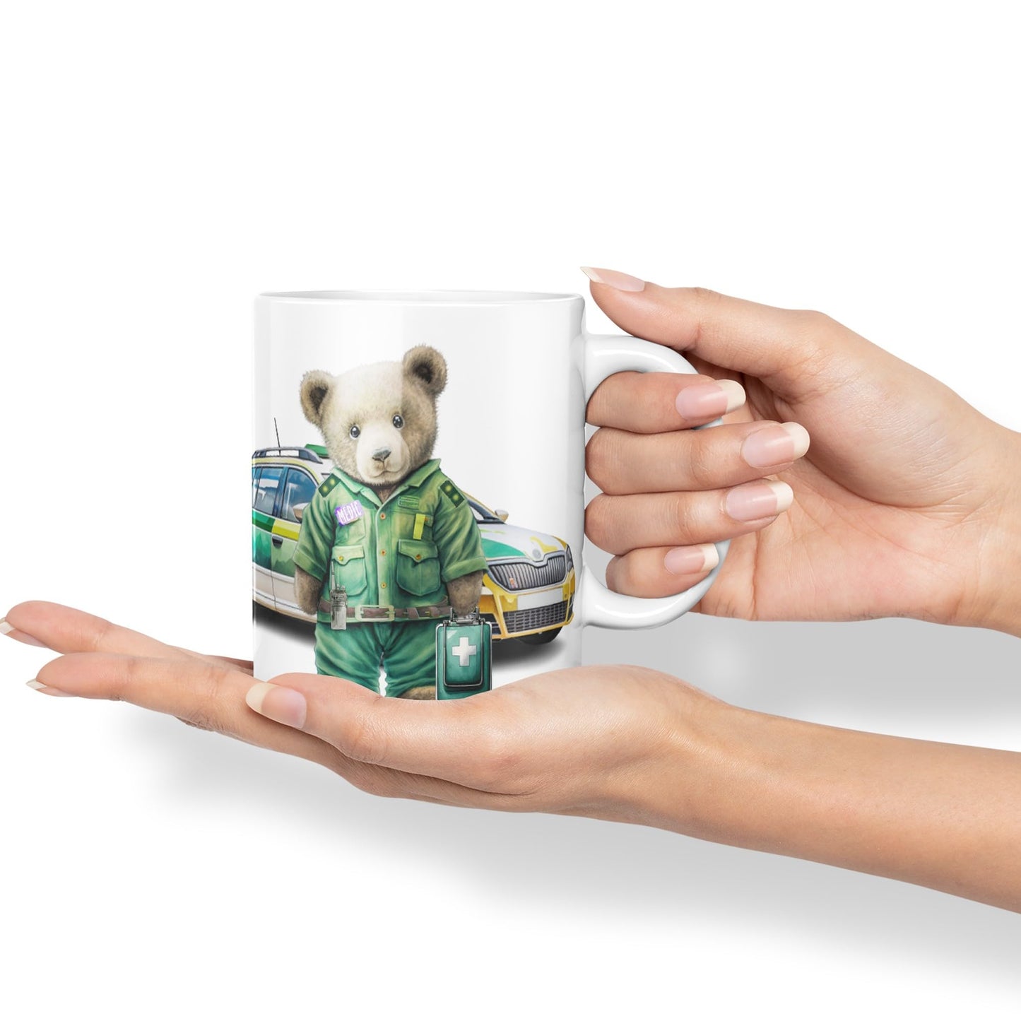Vixar Teddy Bear Medic Themed Ceramic Mug Coloured Mug Cup Gift Birthday Work Office Tea Coffee