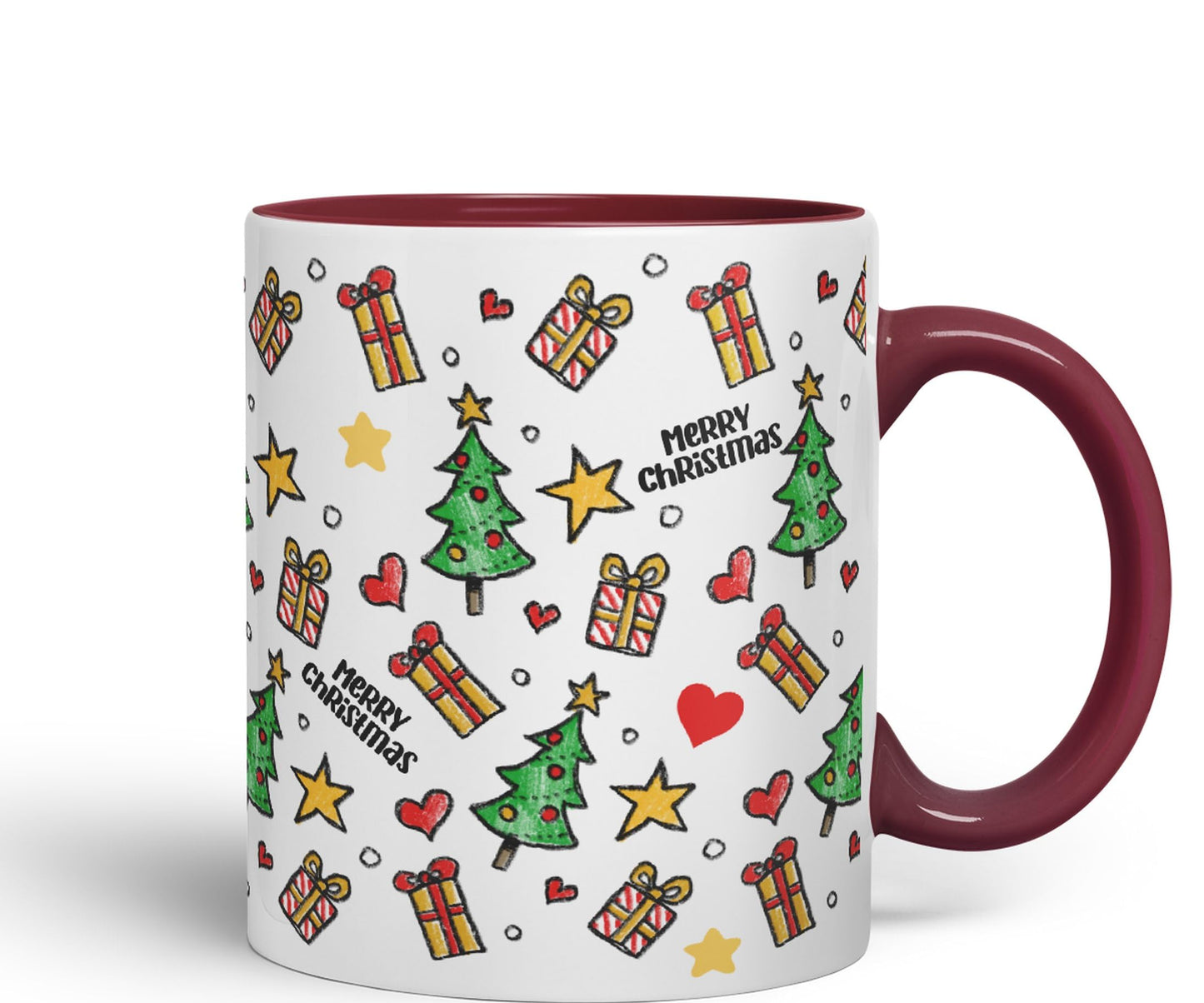 Vixar Christmas, Xmas Designs Tree Presents Coloured Ceramic Mug Cup Gift 330ml 11oz Work Office Tea Coffee Gift
