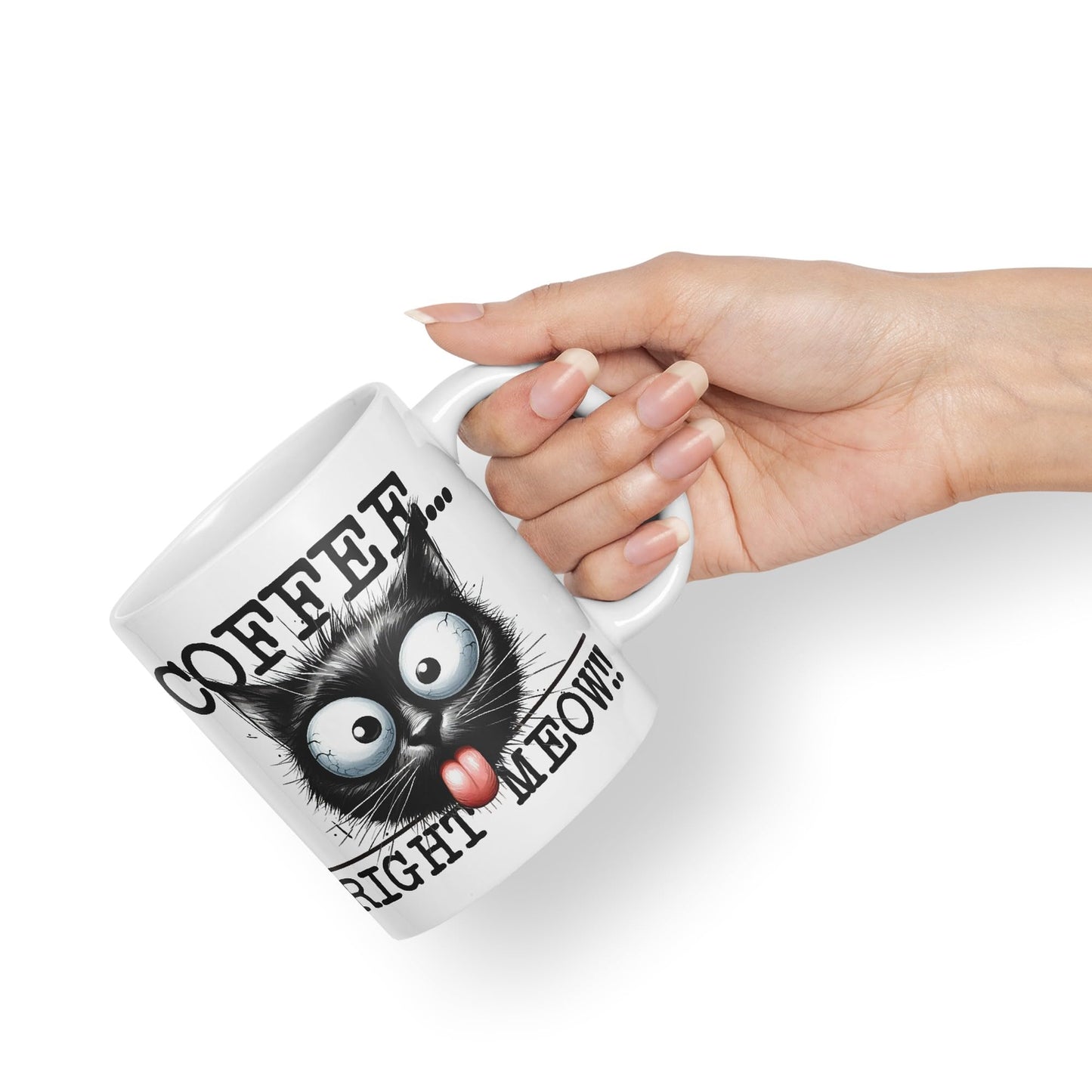 Coffee Right Meaw!! Cat Kitten, Joke sarkasm Sarcastic Ceramic Coloured Mug Cup for Tea Coffee Hot Brew 330ml 11Oz Gift