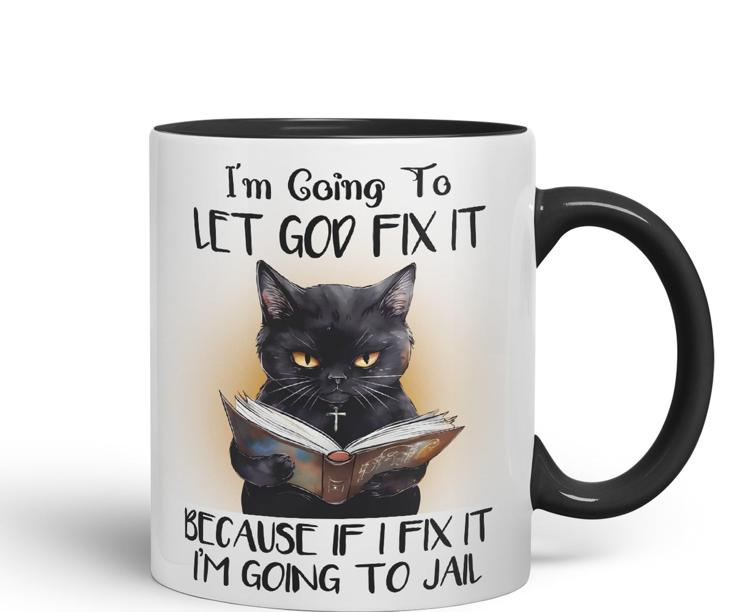Vixar I'm Going to LET GOD FIX IT, Cats Sarcastic Joke Ceramic Coloured Mug Cup for Tea Coffee Hot Brew 330ml 11Oz