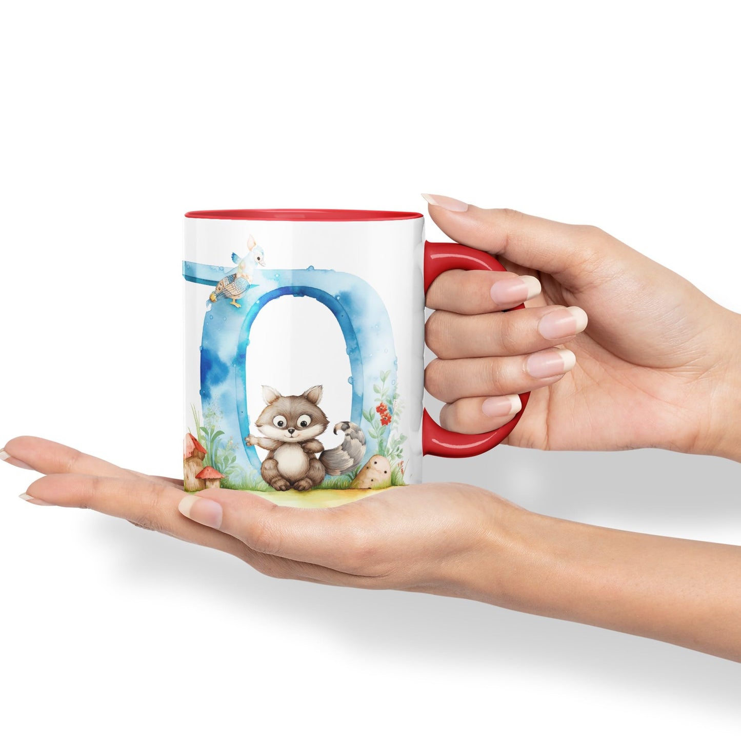 Letter Q mug, Animals Alphabet Letter Q Monogram animal for kids Ceramic Coloured Mug Cup for Tea Coffee Hot brew 330ml 11Oz Gift