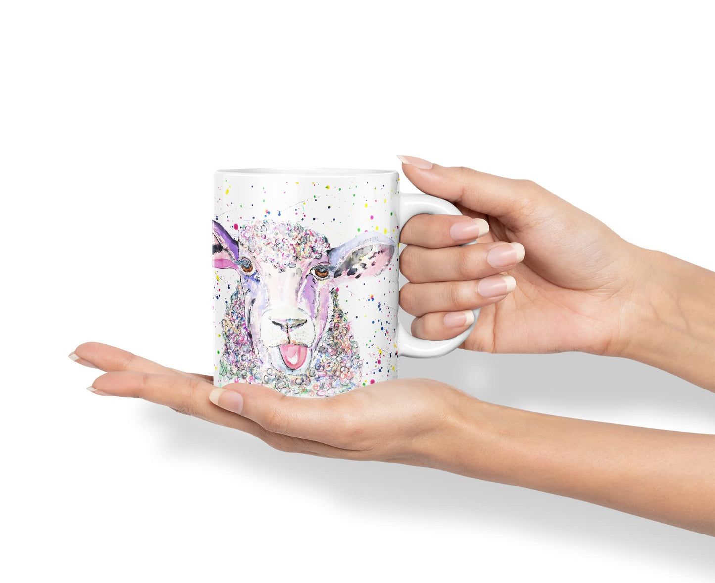 Vixar Sheep Eve Farm Animals Watercolour Art Coloured Mug Cup Gift Birthday Work Office Tea Coffee