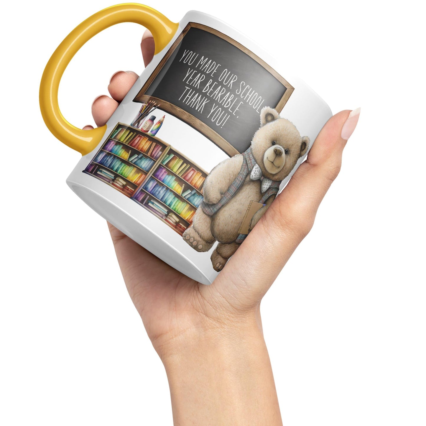 Vixar Teddy Bear Mr Teacher Gift Men Ceramic Mug Coloured Mug Cup Gift end of School Tea Coffee
