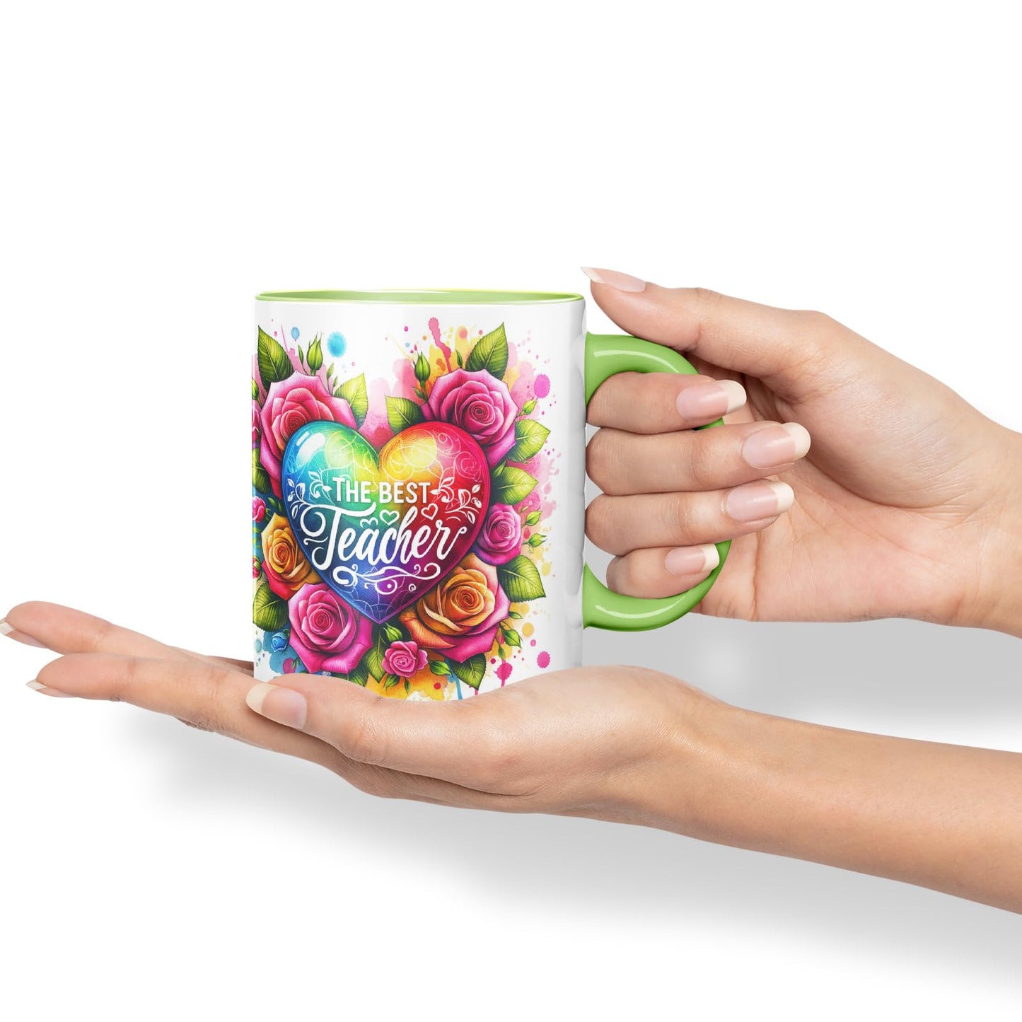 Vixar Best Teacher Mug Thank You, End of School Gift Ceramic Coloured Mug Cup for Tea Coffee Hot Brew 330ml 11Oz Gift BT3
