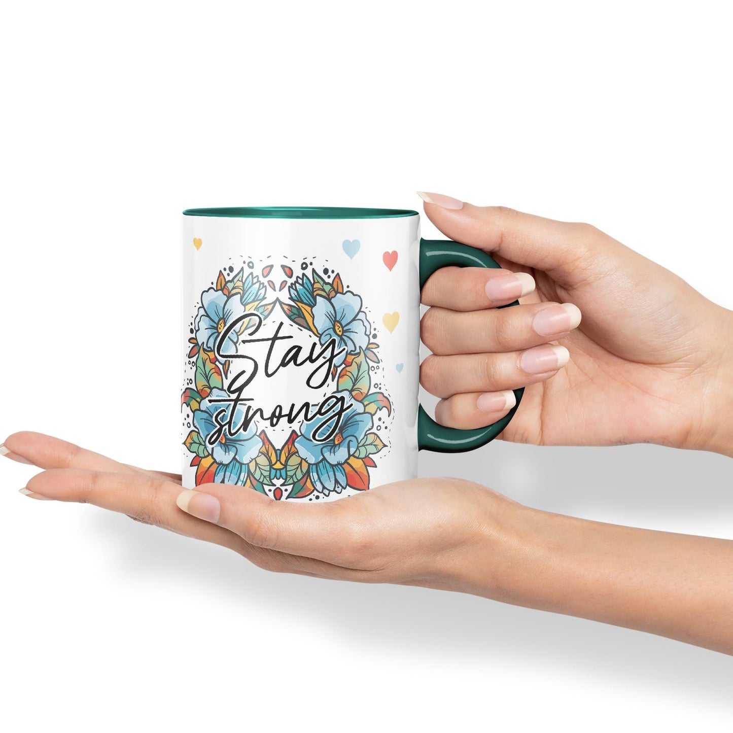 Vixar Stay Strong Motivation Gift Presents Coloured Ceramic Mug Cup Gift 330ml 11oz Work Office Tea Coffee