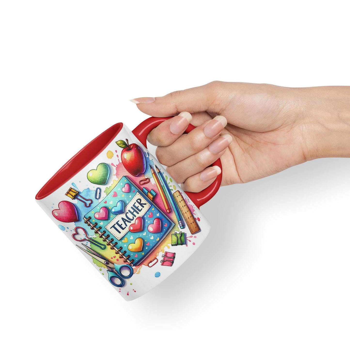 Vixar Teacher Mug Thank You, End of School Gift Ceramic Coloured Mug Cup for Tea Coffee Hot Brew 330ml 11Oz Gift