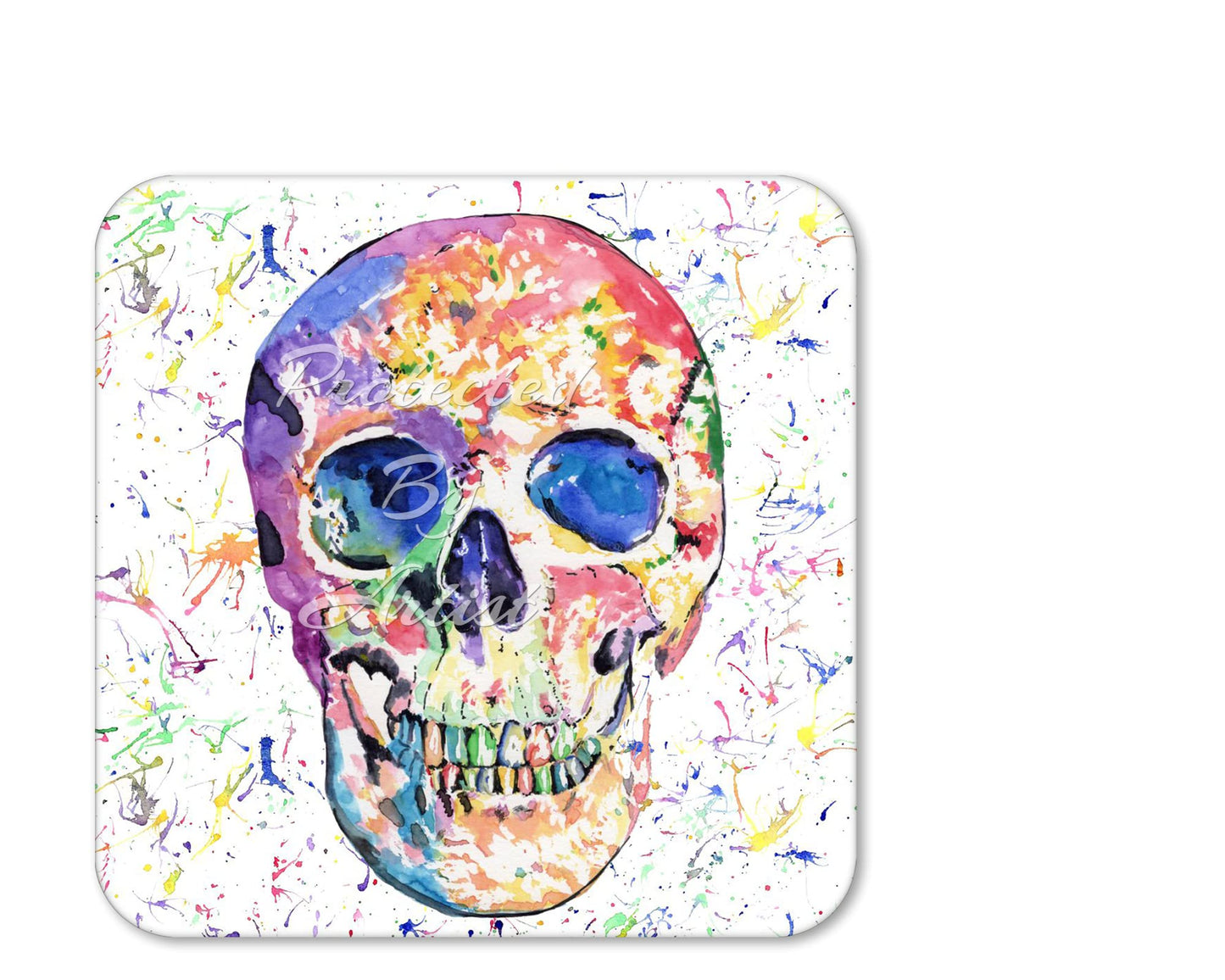 Coaster Skull Coasters Watercolour Art Gift Work Office Dining Tea coffee