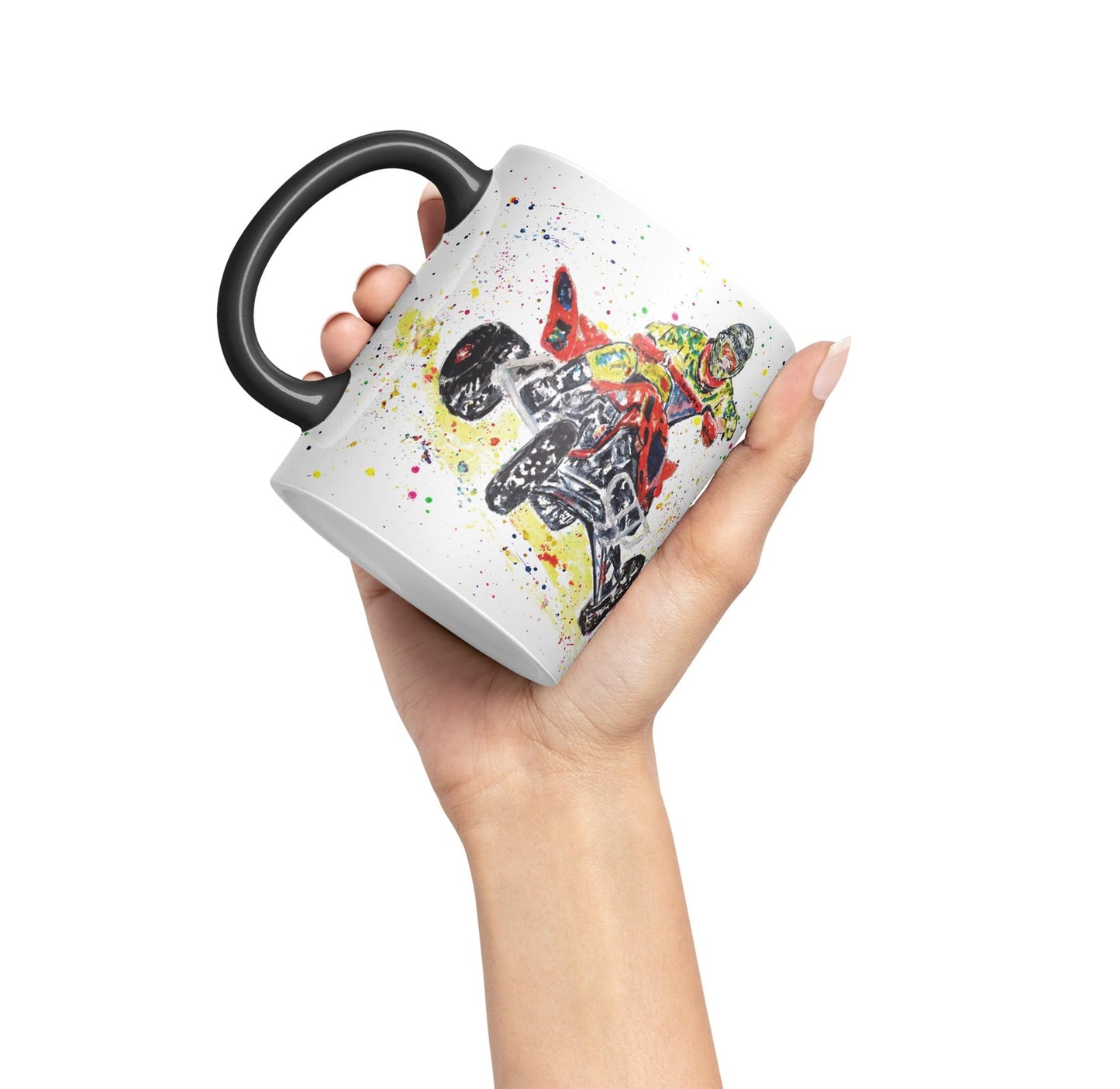 Vixar Motor Quad Bike Motocross Watercolour Art Coloured creamic 330 ml Mug Cup Gift Birthday Work Office Tea Coffee