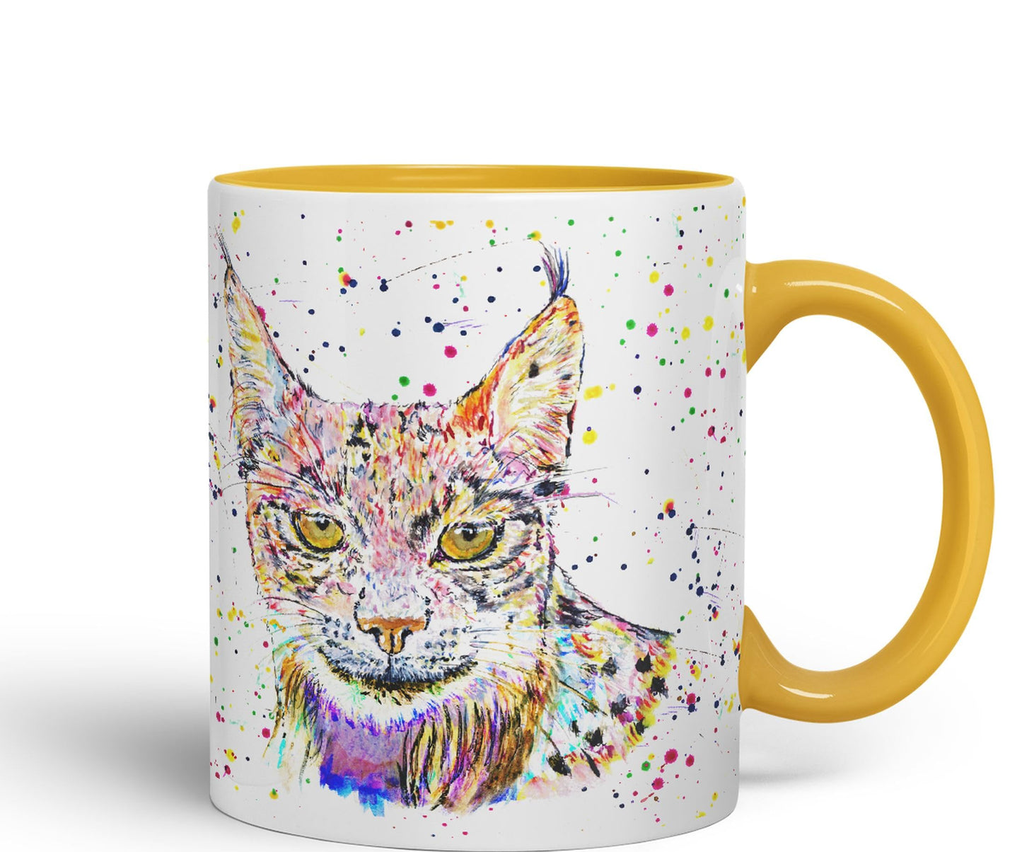 Vixar Lynx Cat Animal Watercolour Art Coloured 330 ml Mug Cup Gift Birthday Work Office Tea Coffee