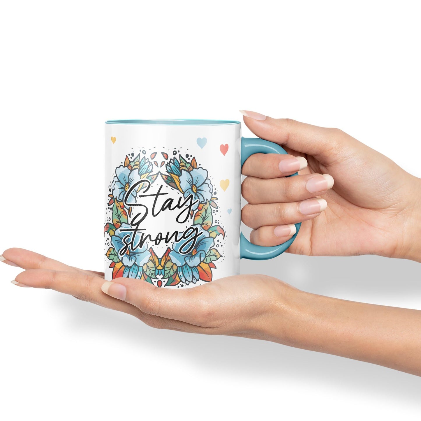 Vixar Stay Strong Motivation Gift Presents Coloured Ceramic Mug Cup Gift 330ml 11oz Work Office Tea Coffee